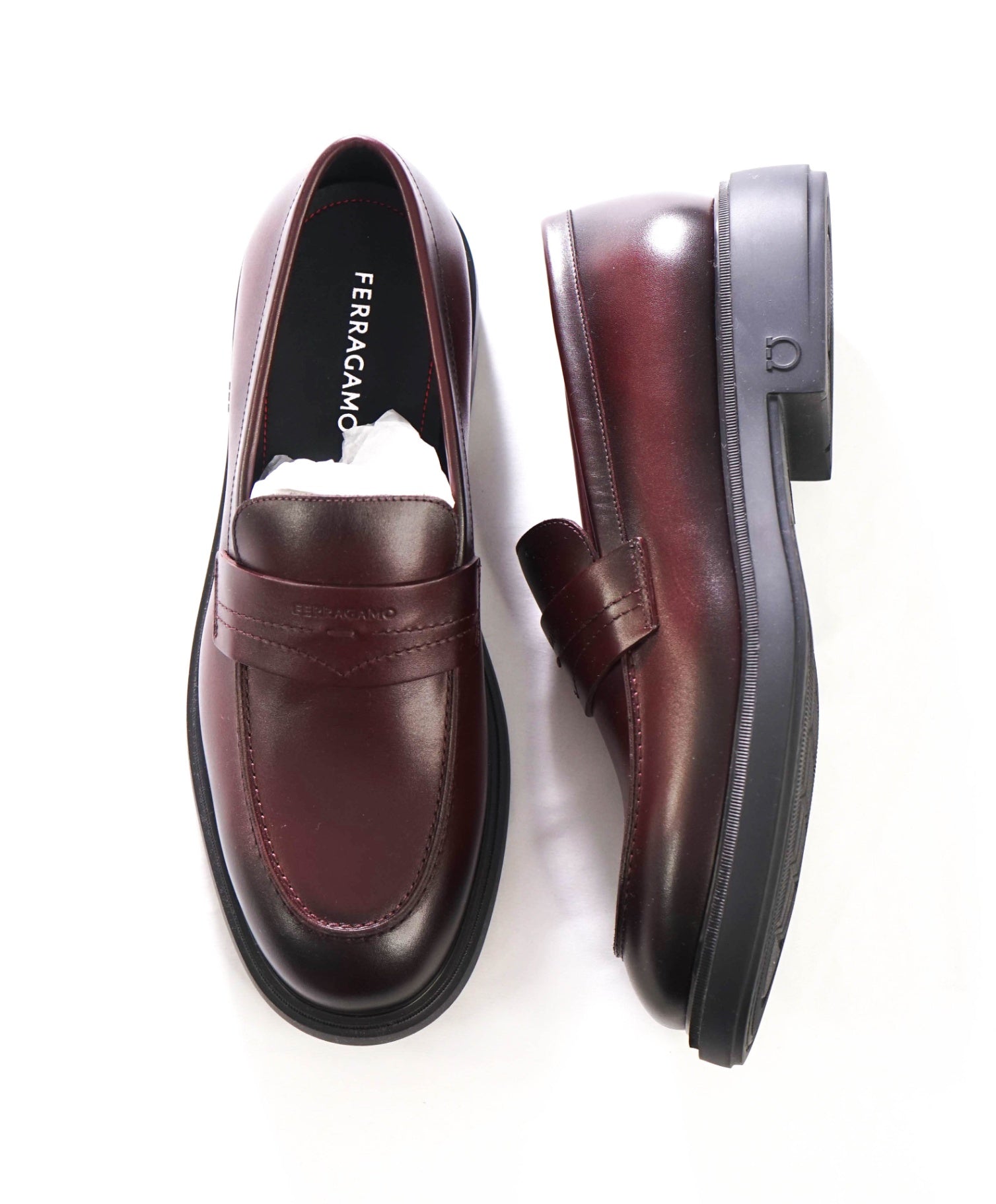 $995 FERRAGAMO - "CALIGOLA" Brown Lug-Sole Loafers - 11 EE