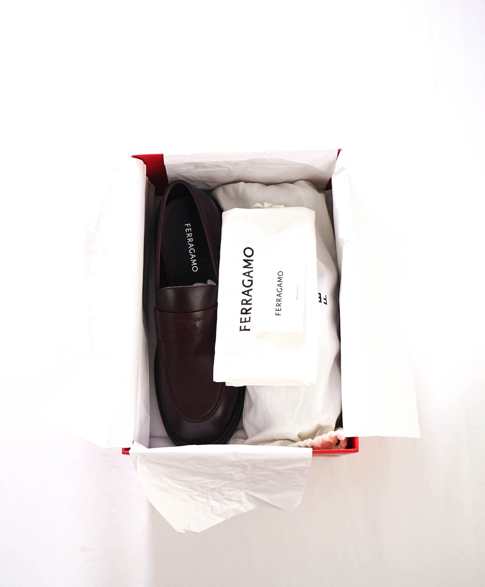 $995 FERRAGAMO - "CALIGOLA" Brown Lug-Sole Loafers - 11 EE