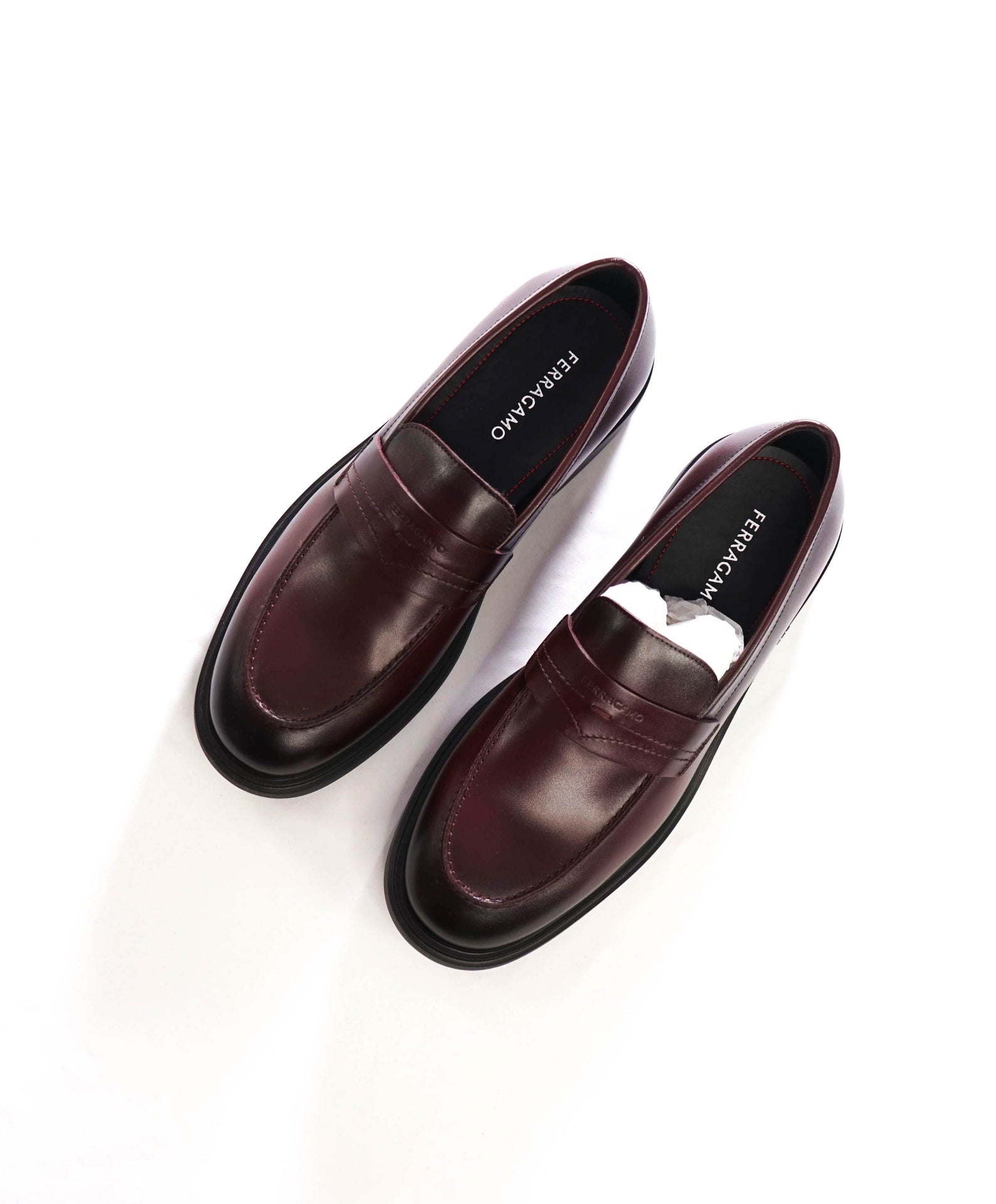 $995 FERRAGAMO - "CALIGOLA" Brown Lug-Sole Loafers - 11.5 EE