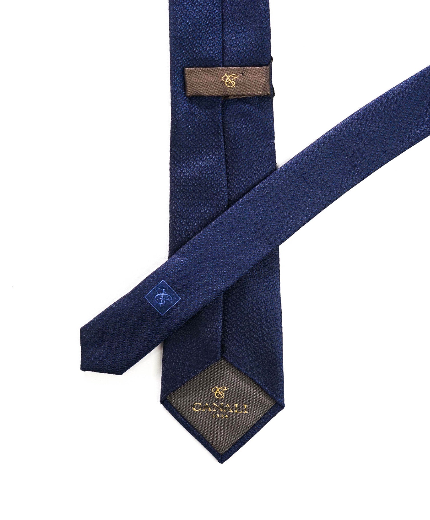 $275 CANALI - Navy Blue Textured Silk - 3.25" Tie