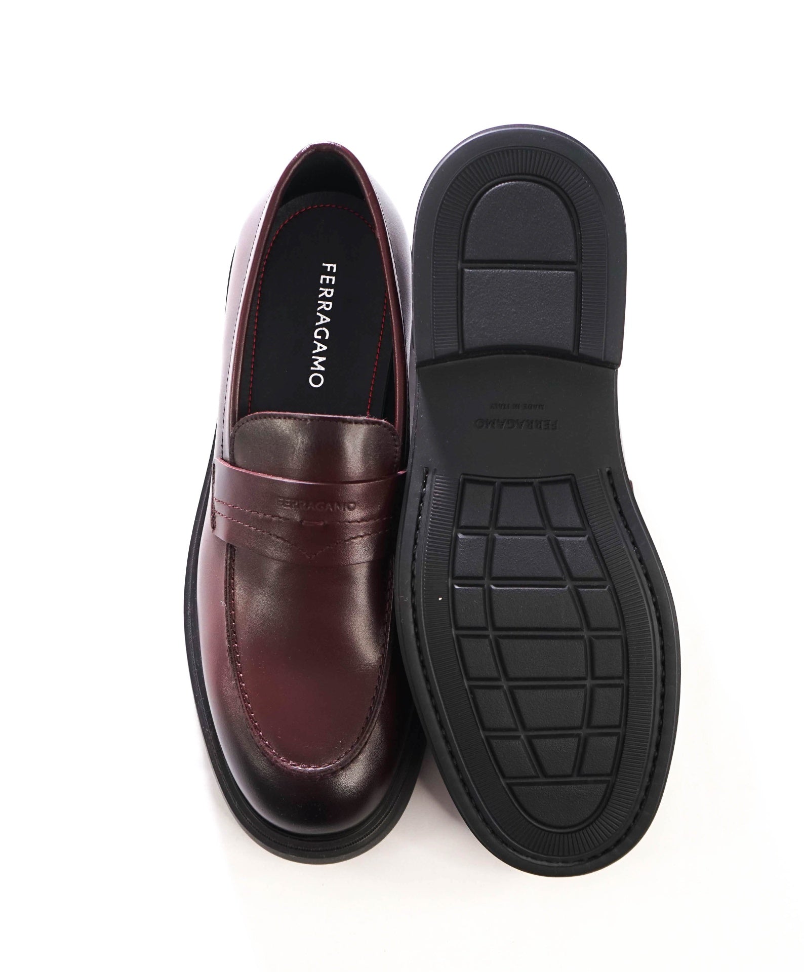 $995 FERRAGAMO - "CALIGOLA" Brown Lug-Sole Loafers - 11 EE