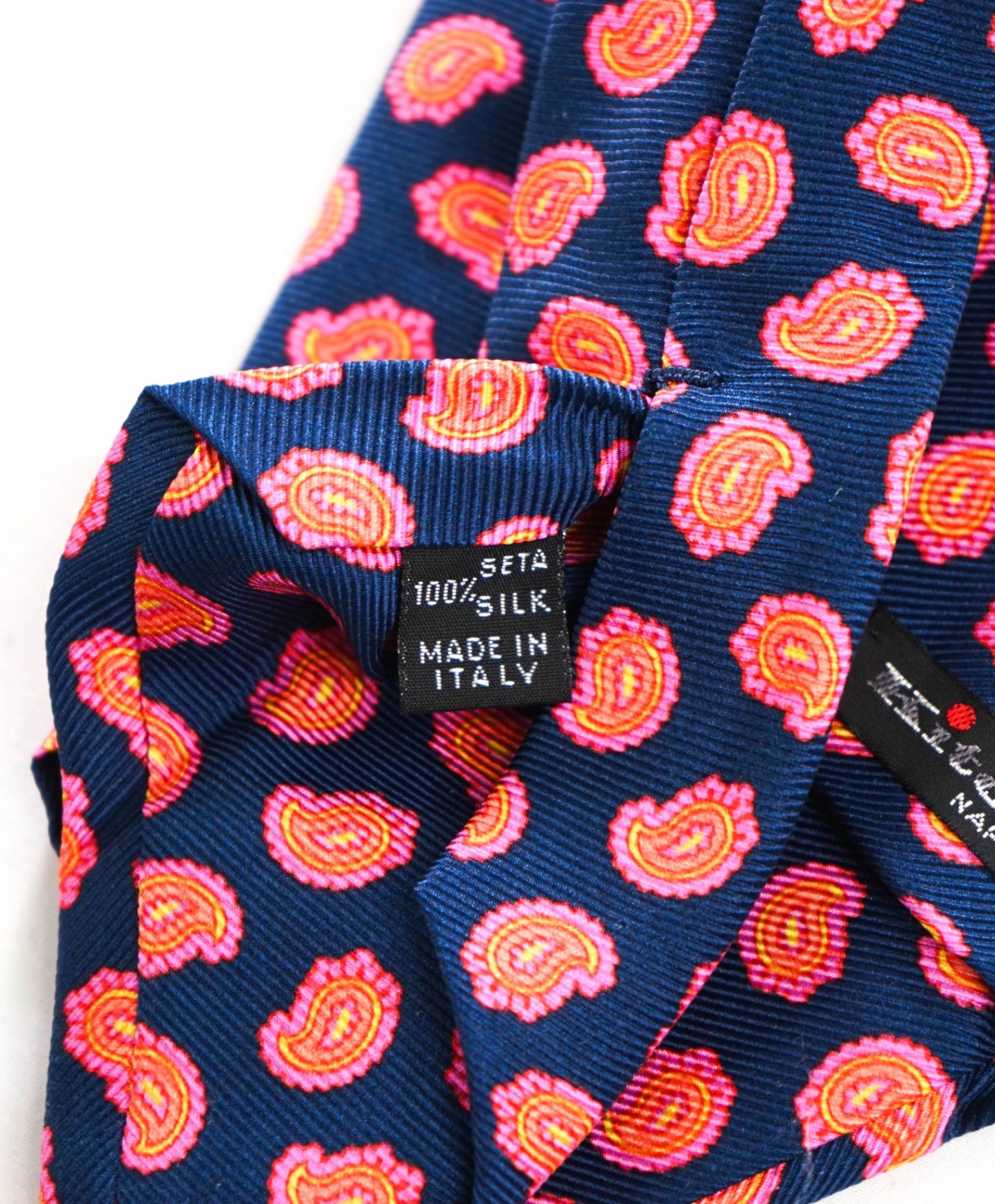 KITON - Navy Blue/Pink Paisley Silk - 4" Tie