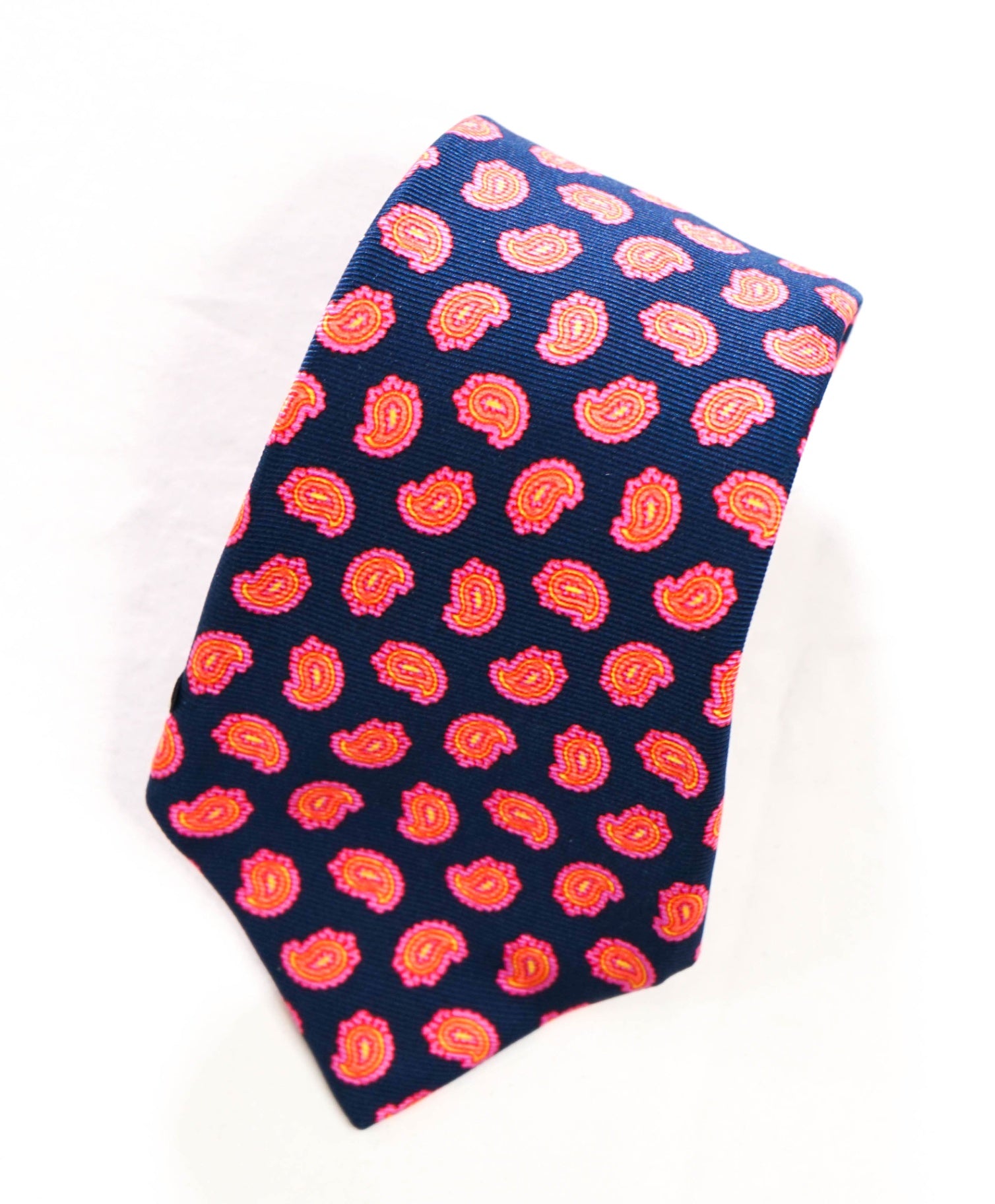 KITON - Navy Blue/Pink Paisley Silk - 4" Tie