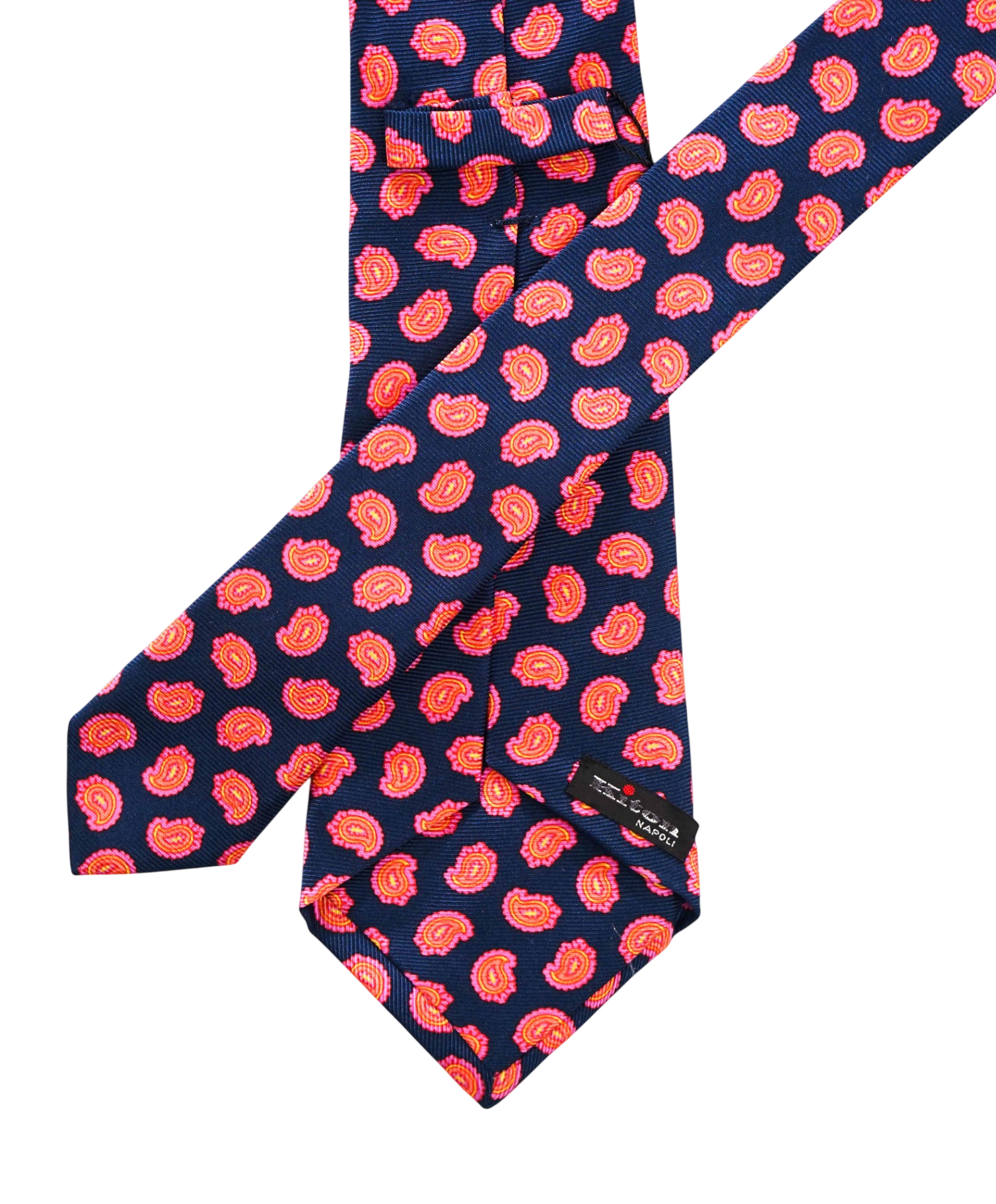 KITON - Navy Blue/Pink Paisley Silk - 4" Tie