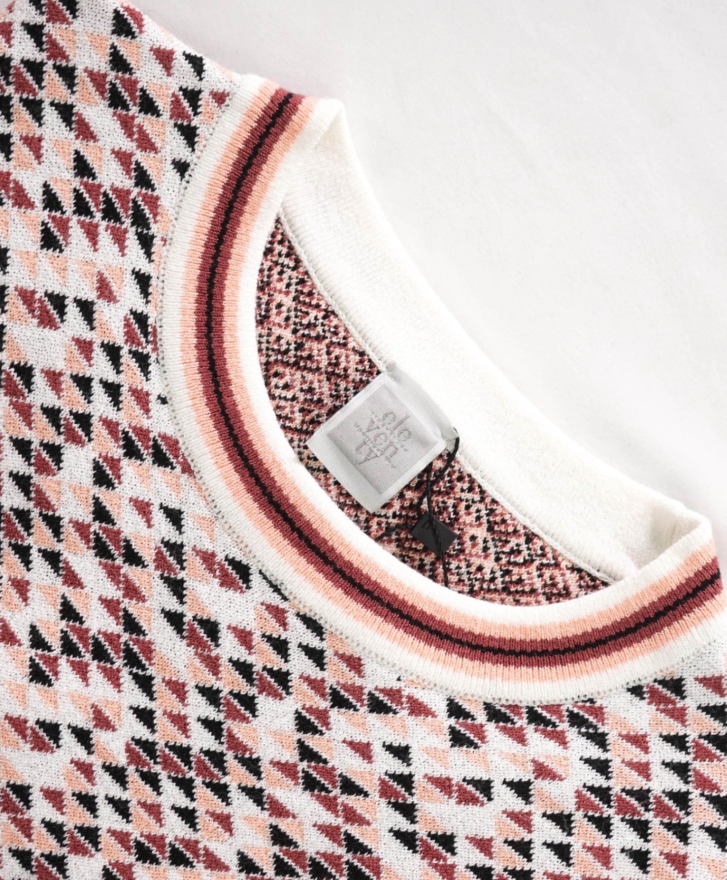 $595 ELEVENTY - Geometric Short Sleeve Sweatshirt - L