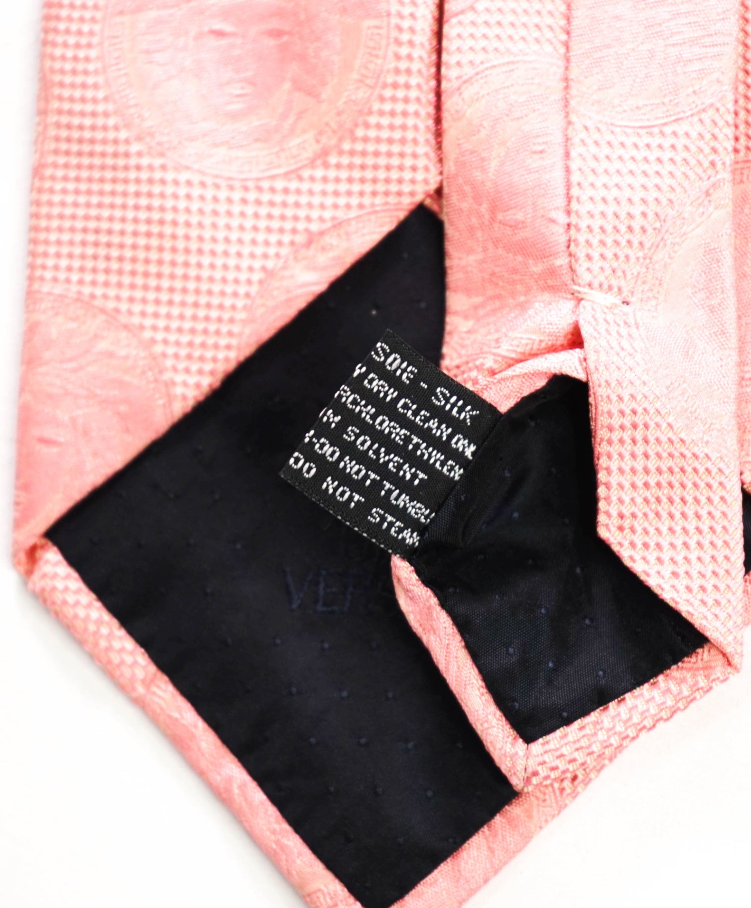 $280 GIANNI VERSACE - VINTAGE Pink LOGO Medallion Silk - 4" Tie