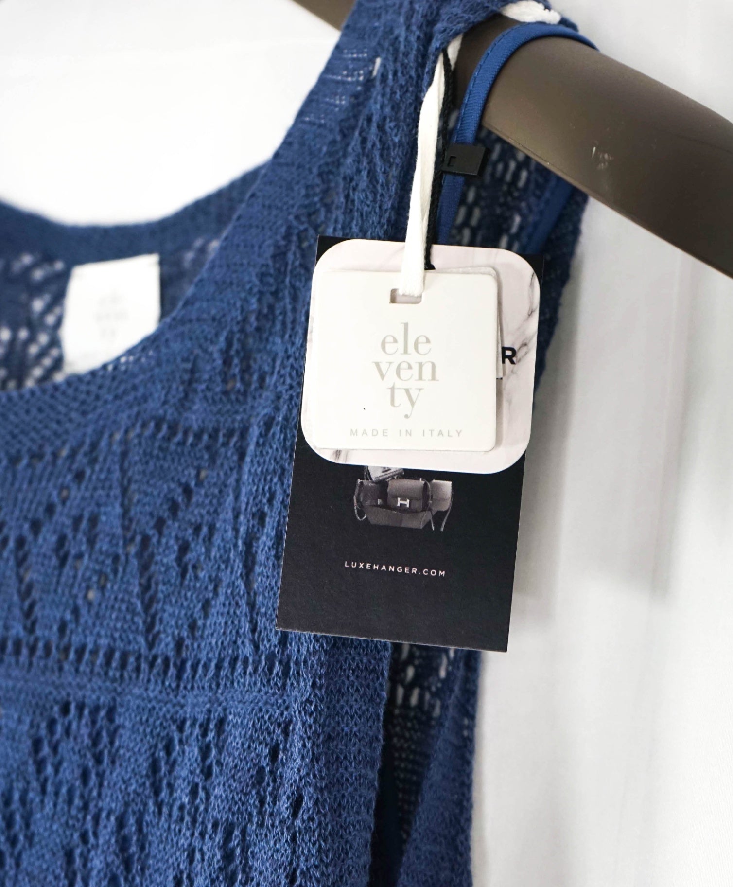 $515 ELEVENTY - Navy Blue Linen/Cotton Dress - M