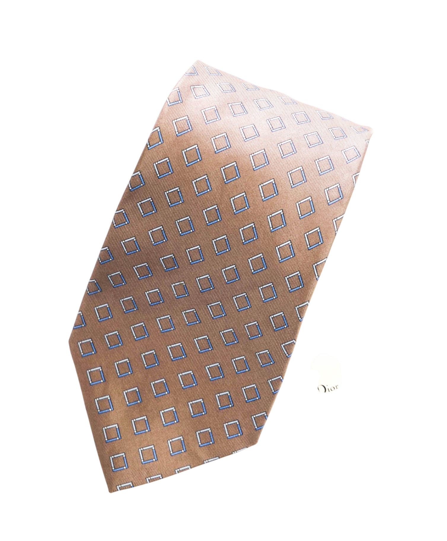 CHRISTIAN DIOR - VINTAGE Brown/Blue Geometric Silk - 3.75" Tie