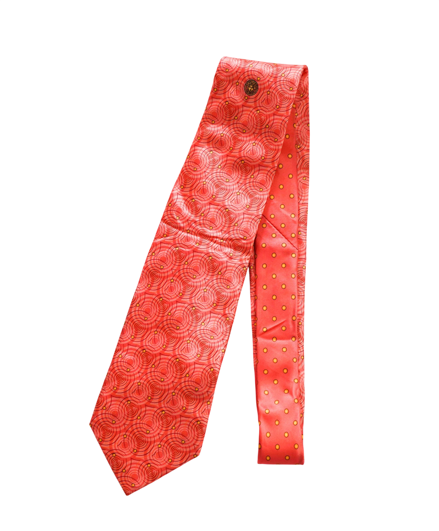 $280 VERSACE - VINTAGE Pink Ripple/Polka Dot Silk - 3.5" Tie