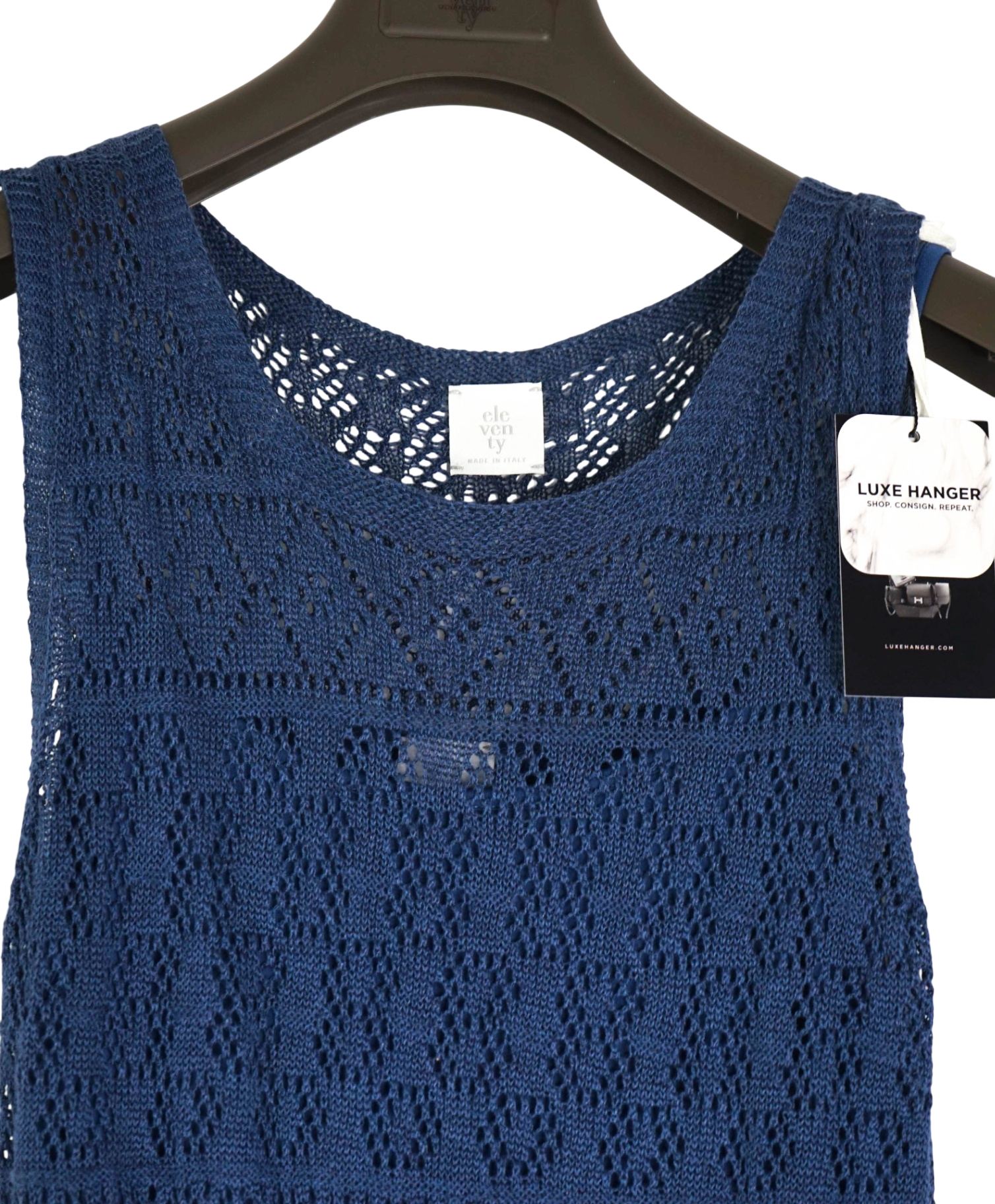 $515 ELEVENTY - Navy Blue Linen/Cotton Dress - M