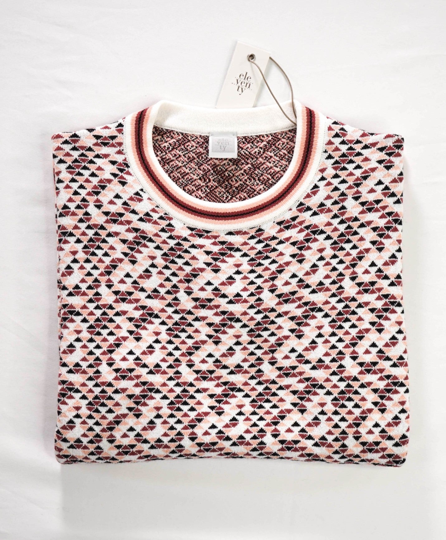 $595 ELEVENTY - Geometric Short Sleeve Sweatshirt - M
