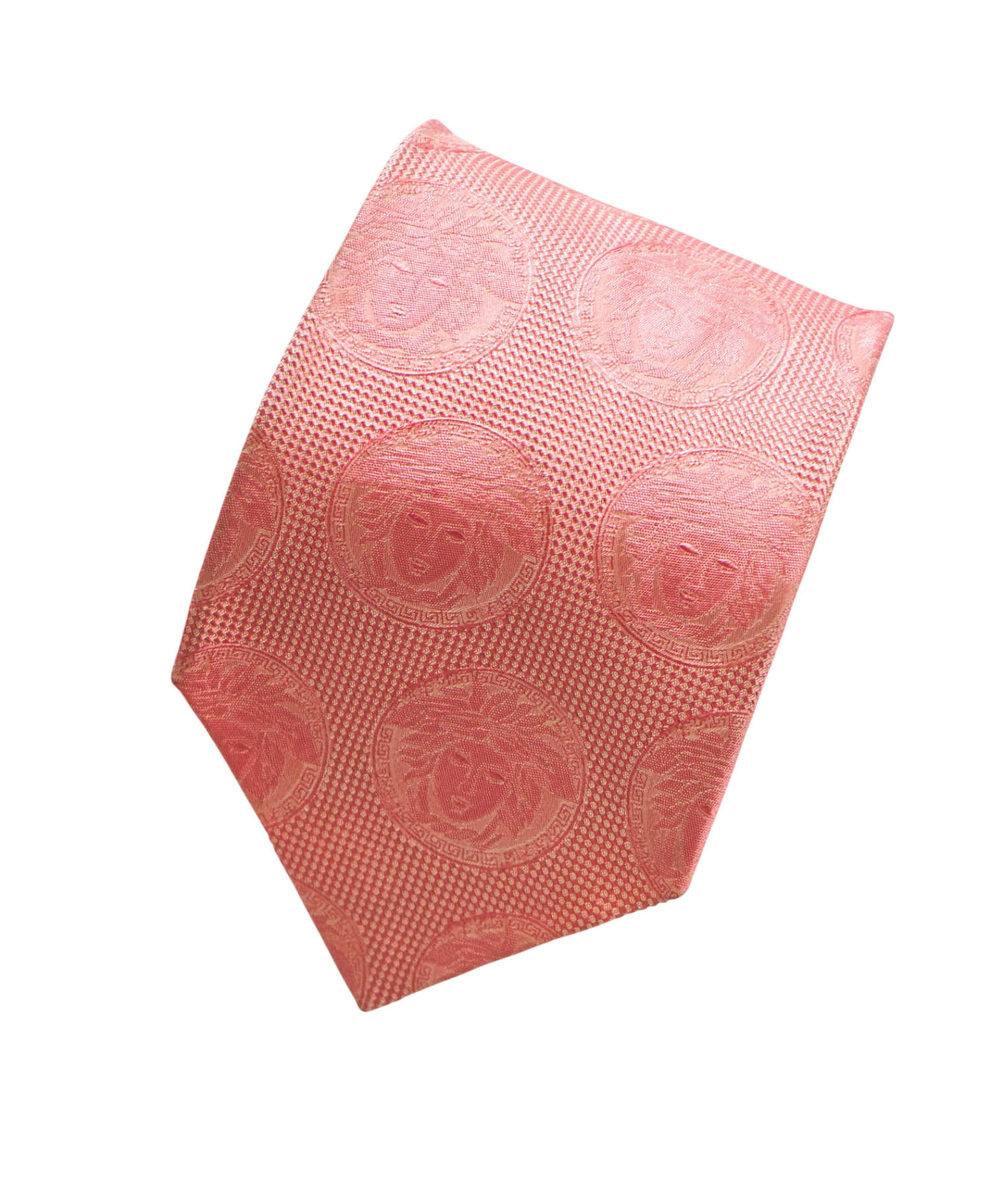 $280 GIANNI VERSACE - VINTAGE Pink LOGO Medallion Silk - 4" Tie