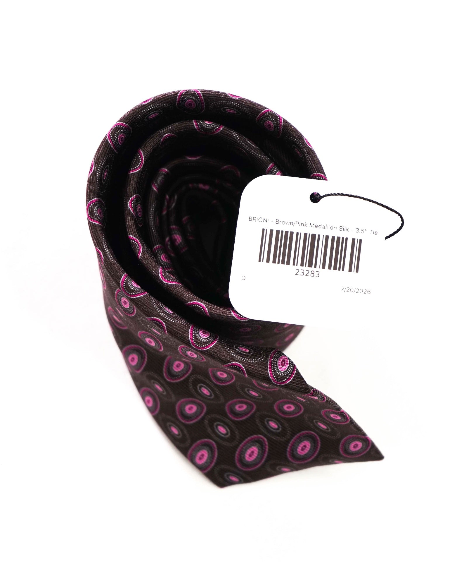 BRIONI - Brown/Pink Medallion Silk - 3.5" Tie