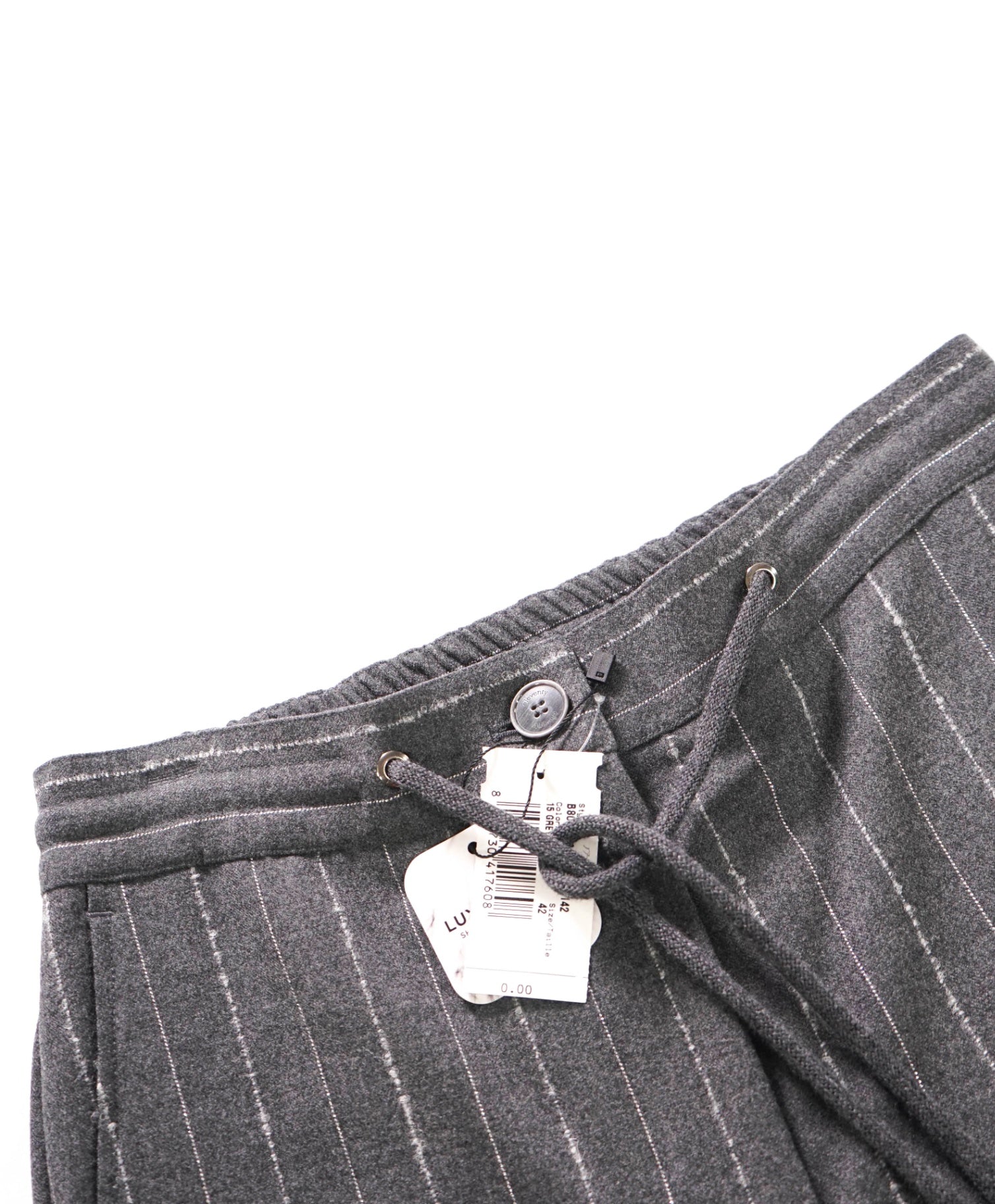 $1,895 ELEVENTY - Gray Flannel Drawstring Pants - 4US (42EU)