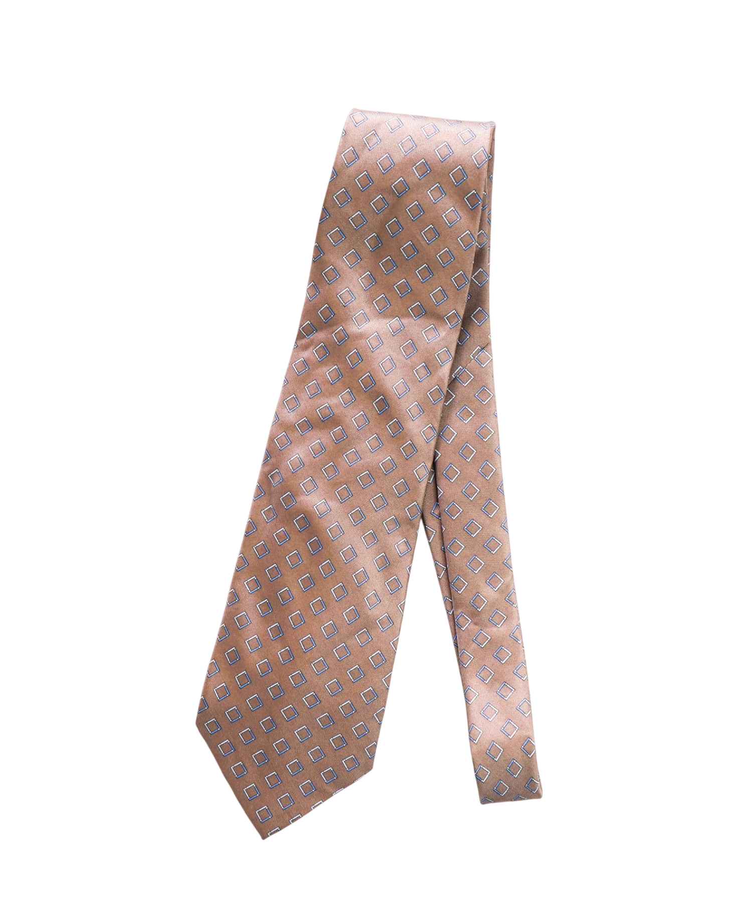 CHRISTIAN DIOR - VINTAGE Brown/Blue Geometric Silk - 3.75" Tie