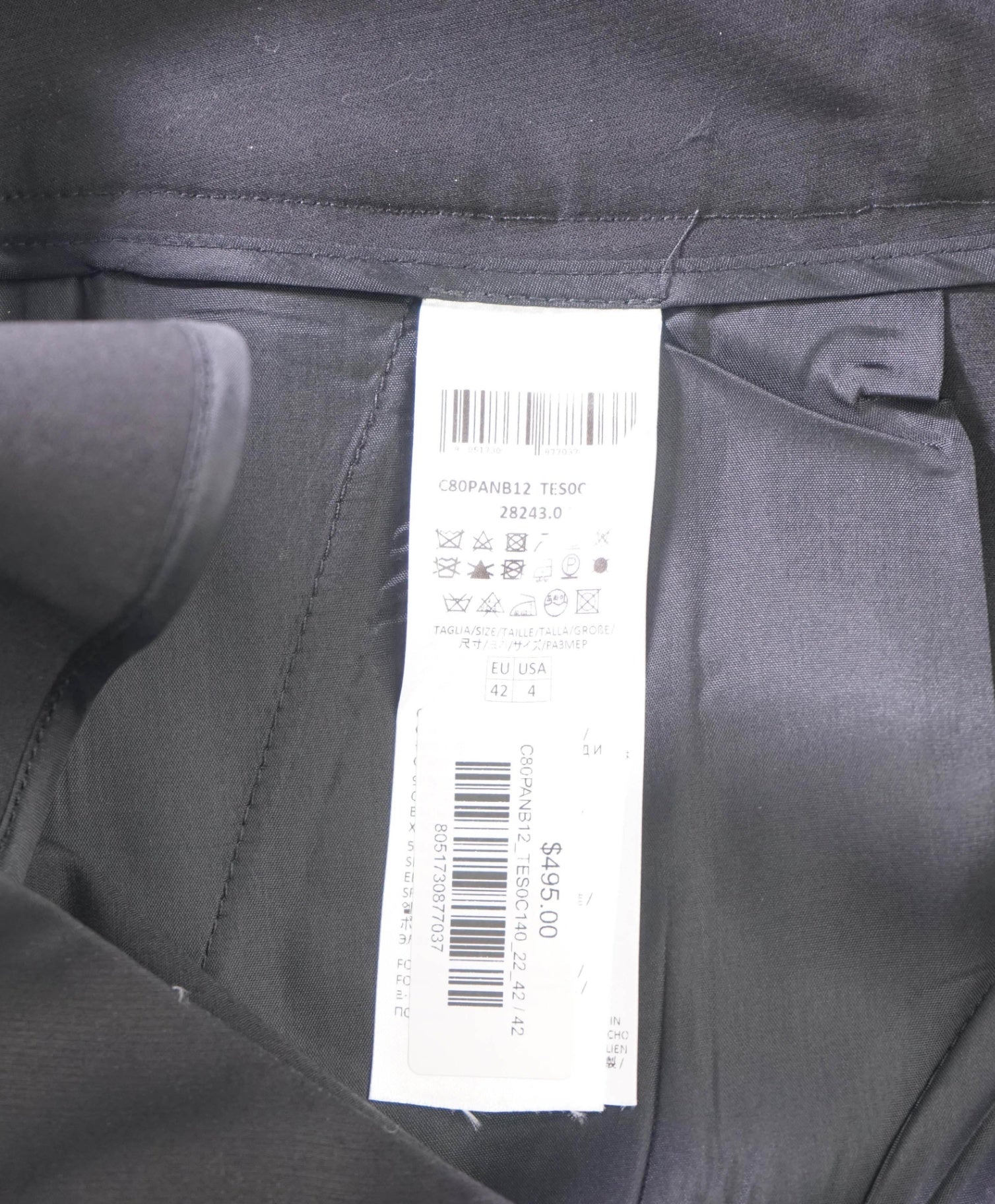 $495 ELEVENTY - Black Cotton Chinos - 4 US (42EU)