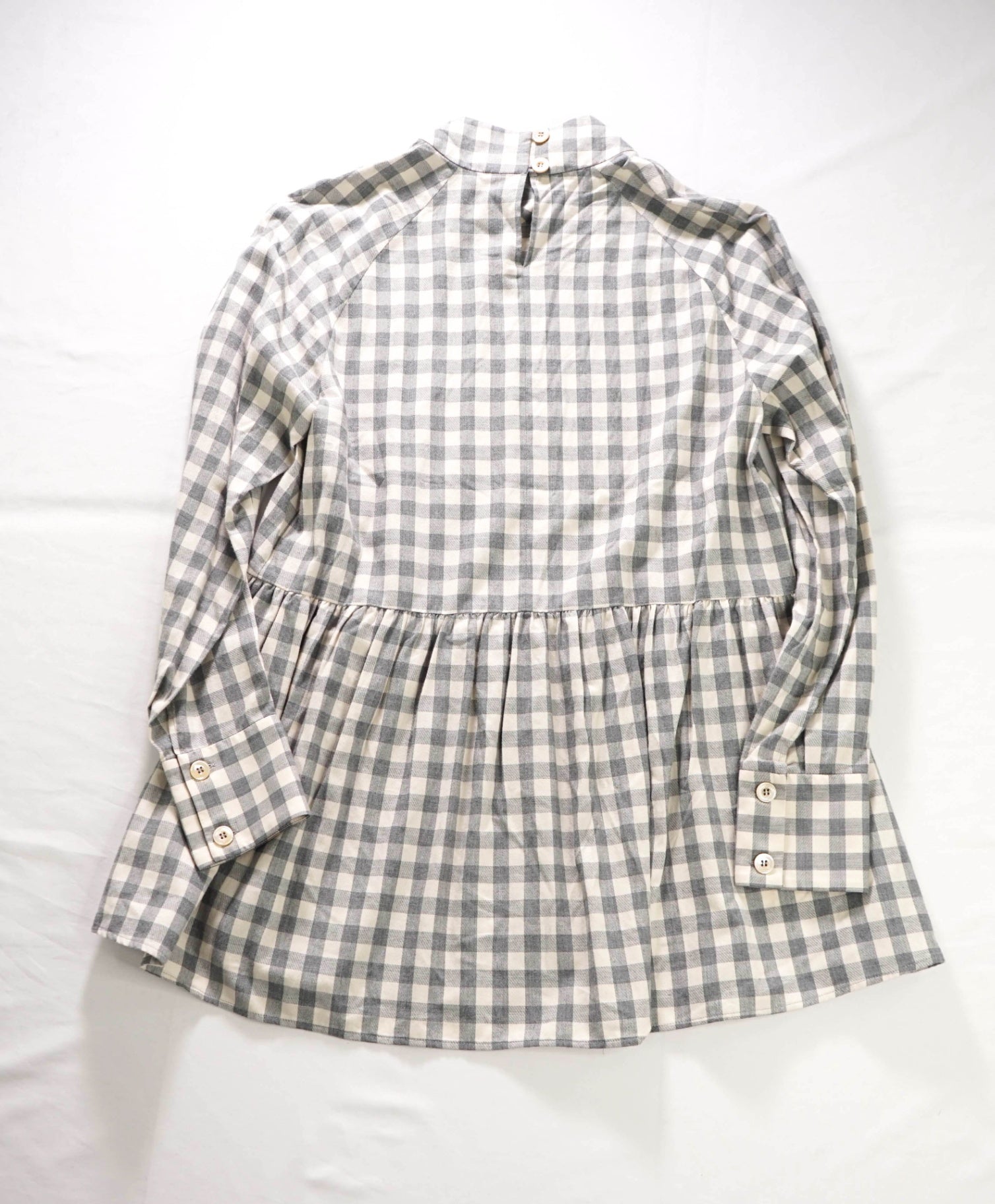 $795 ELEVENTY - Gray Gingham Flannel Cotton Shirt - 2