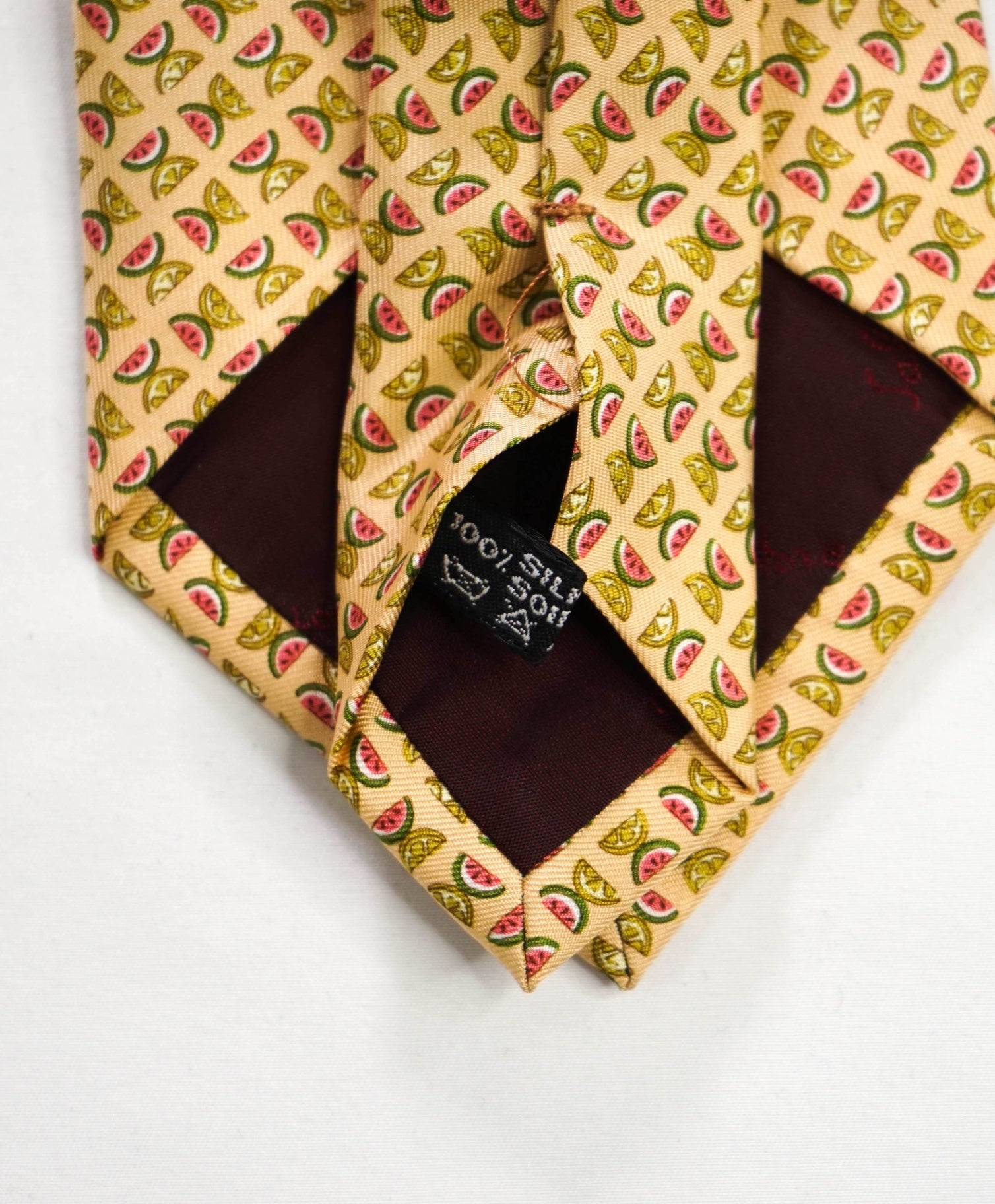 $220 FERRAGAMO - Yellow Fruit Silk - 3.75" Tie