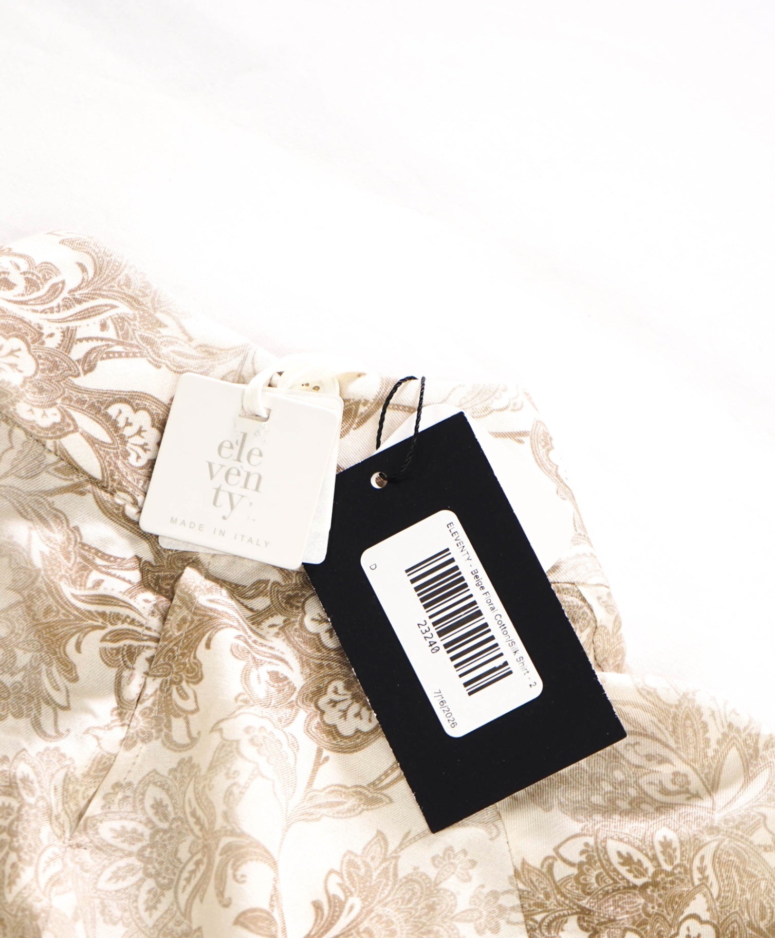 $695 ELEVENTY - Beige Floral Cotton/Silk Shirt - 2