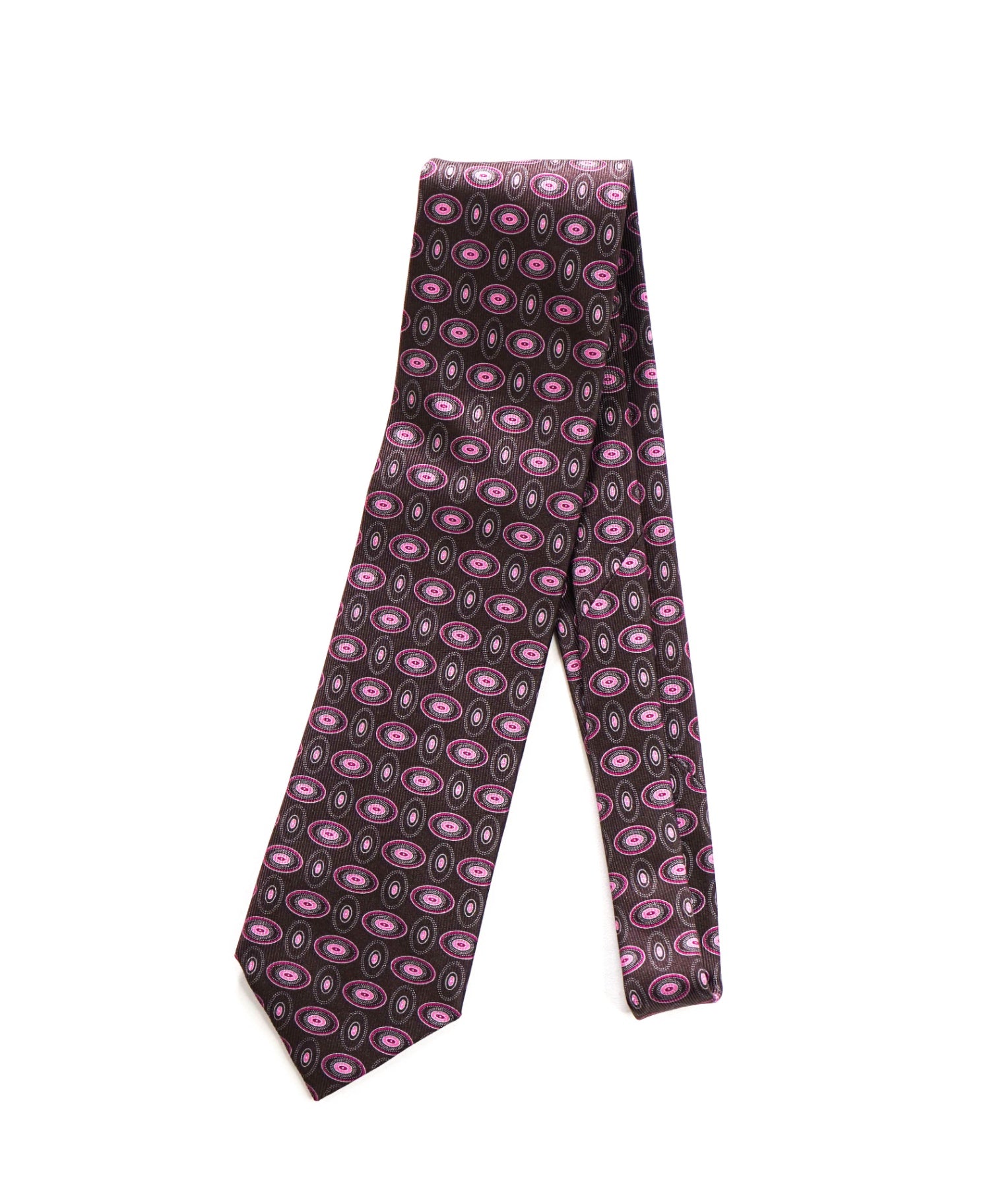 BRIONI - Brown/Pink Medallion Silk - 3.5" Tie