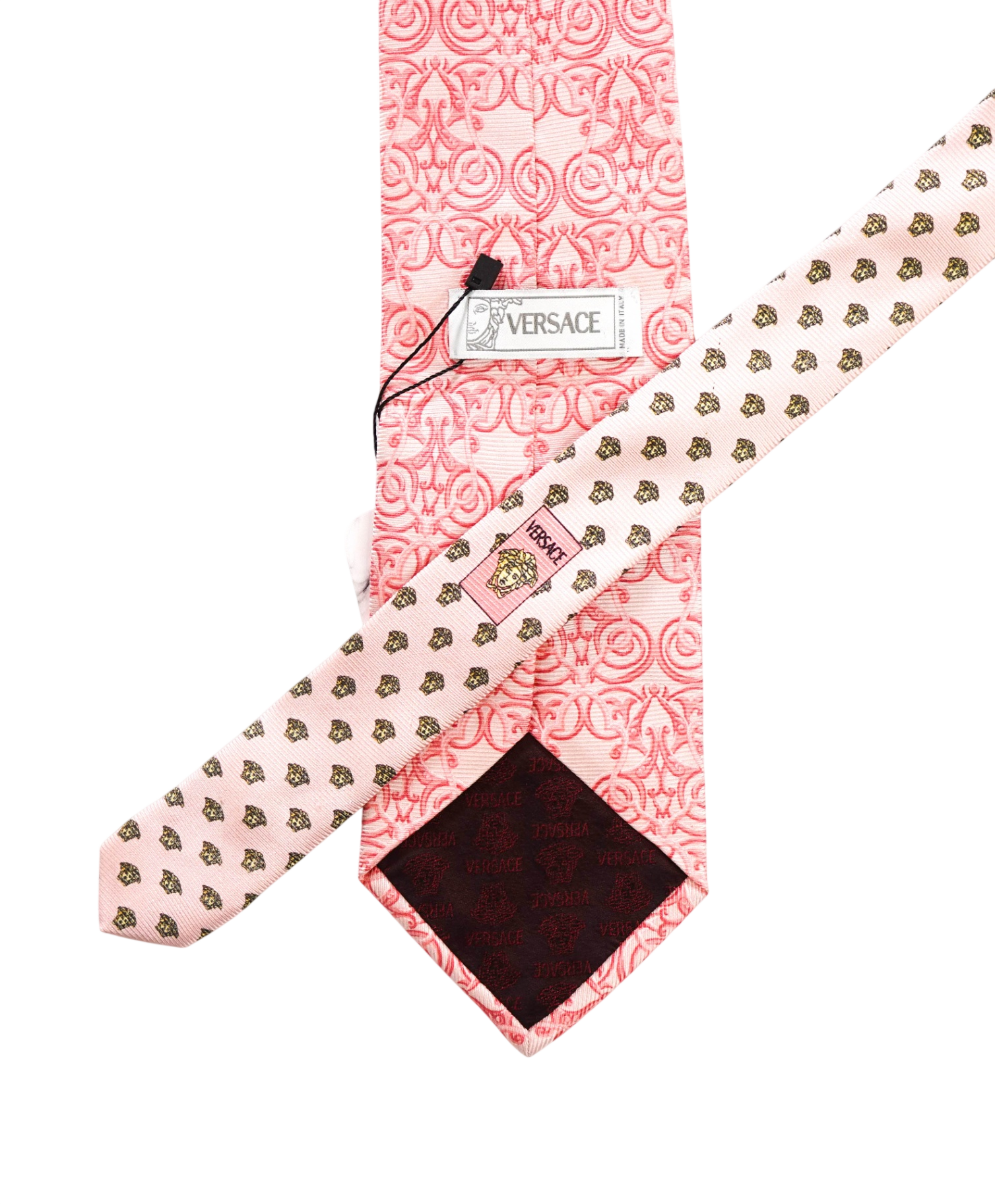 $280 VERSACE - VINTAGE Pink Arabesque Silk - 3.75" Tie