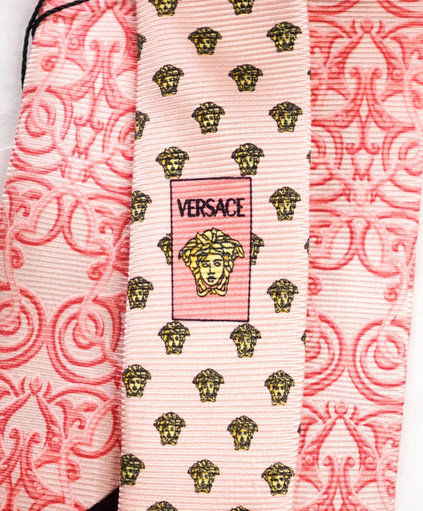 $280 VERSACE - VINTAGE Pink Arabesque Silk - 3.75" Tie