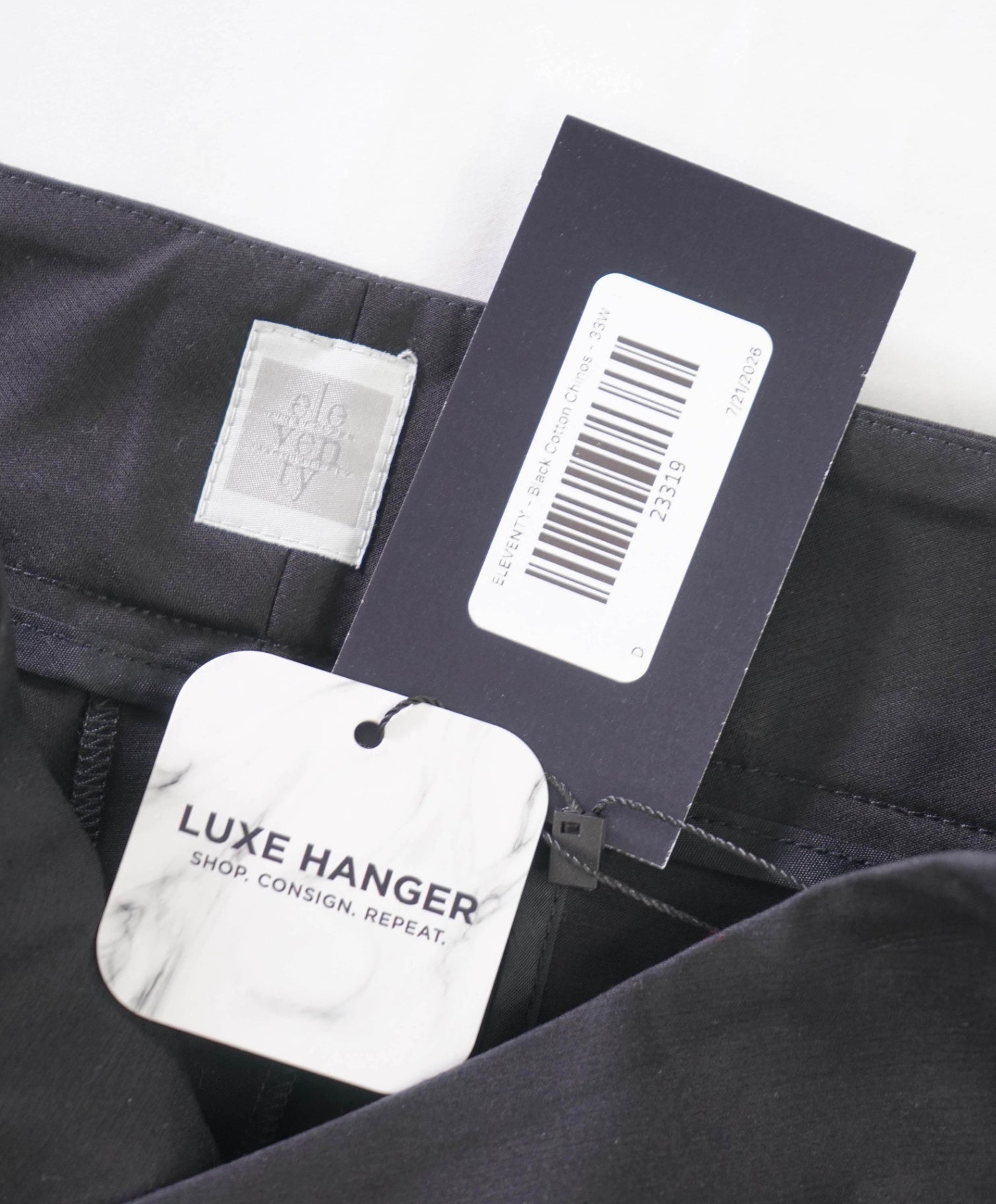 $495 ELEVENTY - Black Cotton Chinos - 4 US (42EU)