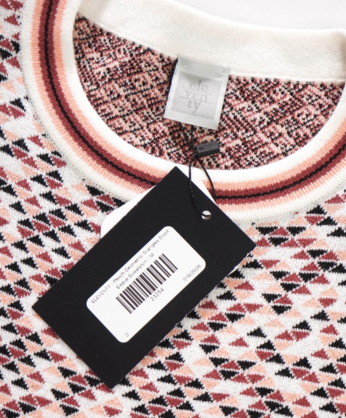 $595 ELEVENTY - Geometric Short Sleeve Sweatshirt - M