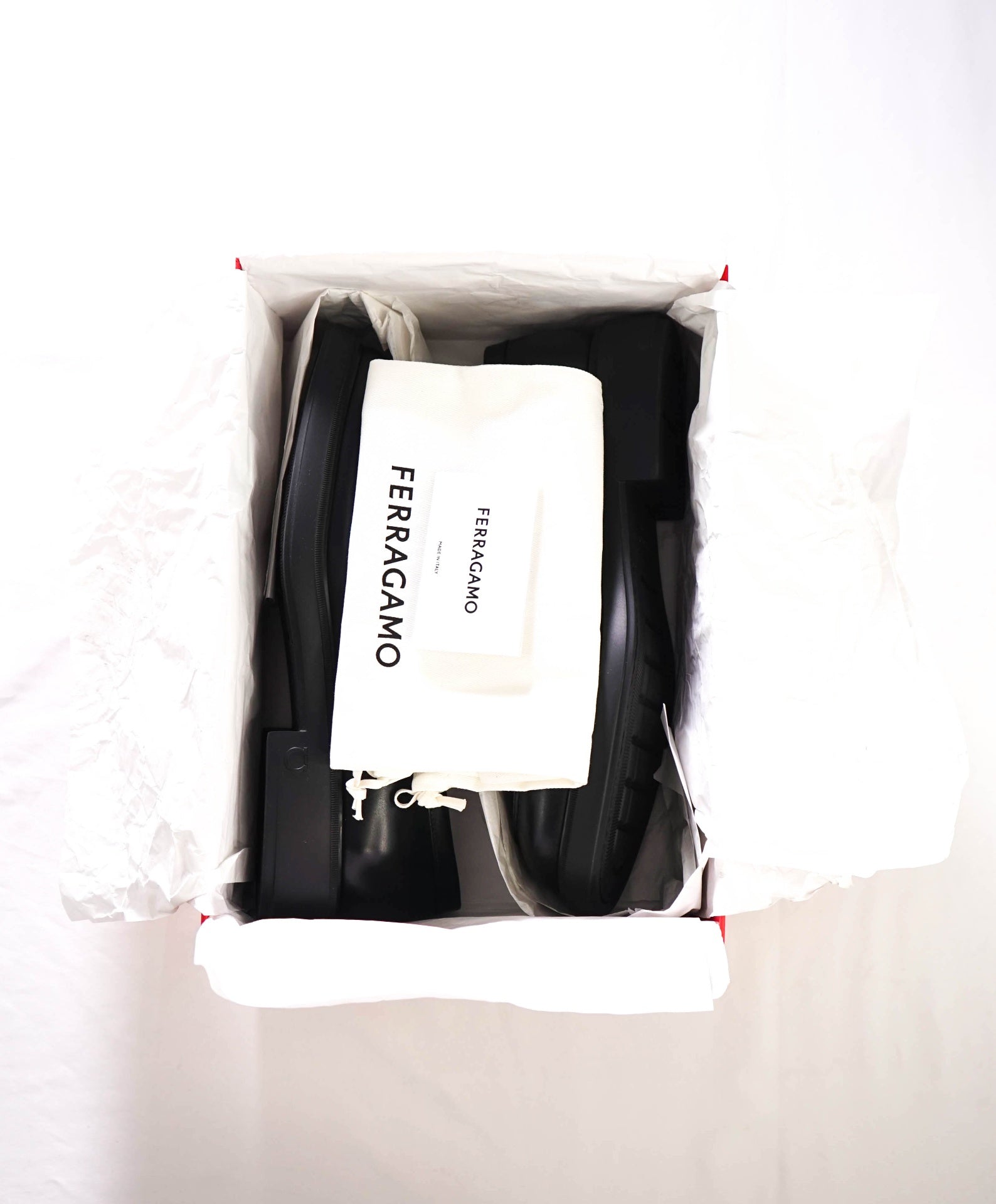 $995 FERRAGAMO - "CALIGOLA" Black Lug-Sole Loafers - 11 EE