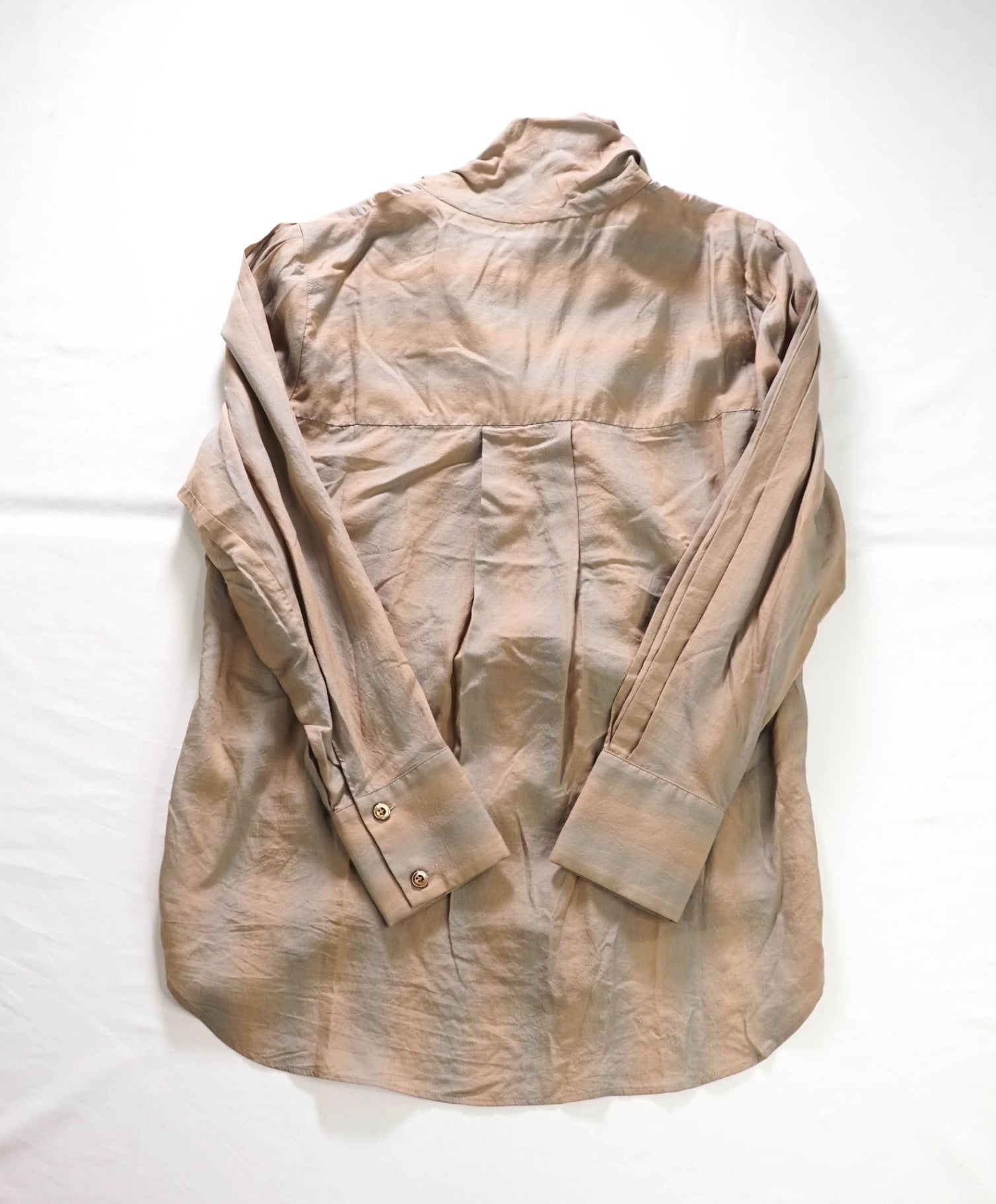 $495 ELEVENTY - Brown/Green Spandex/Silk Shirt - 2