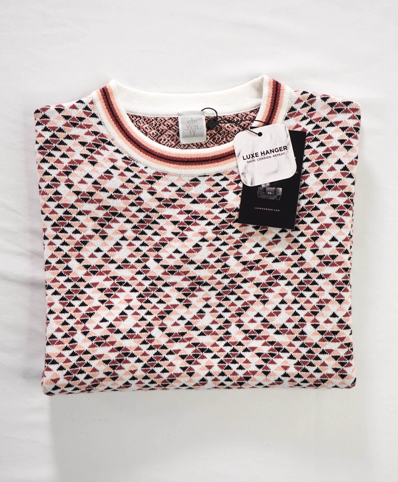 $595 ELEVENTY - Geometric Short Sleeve Sweatshirt - L