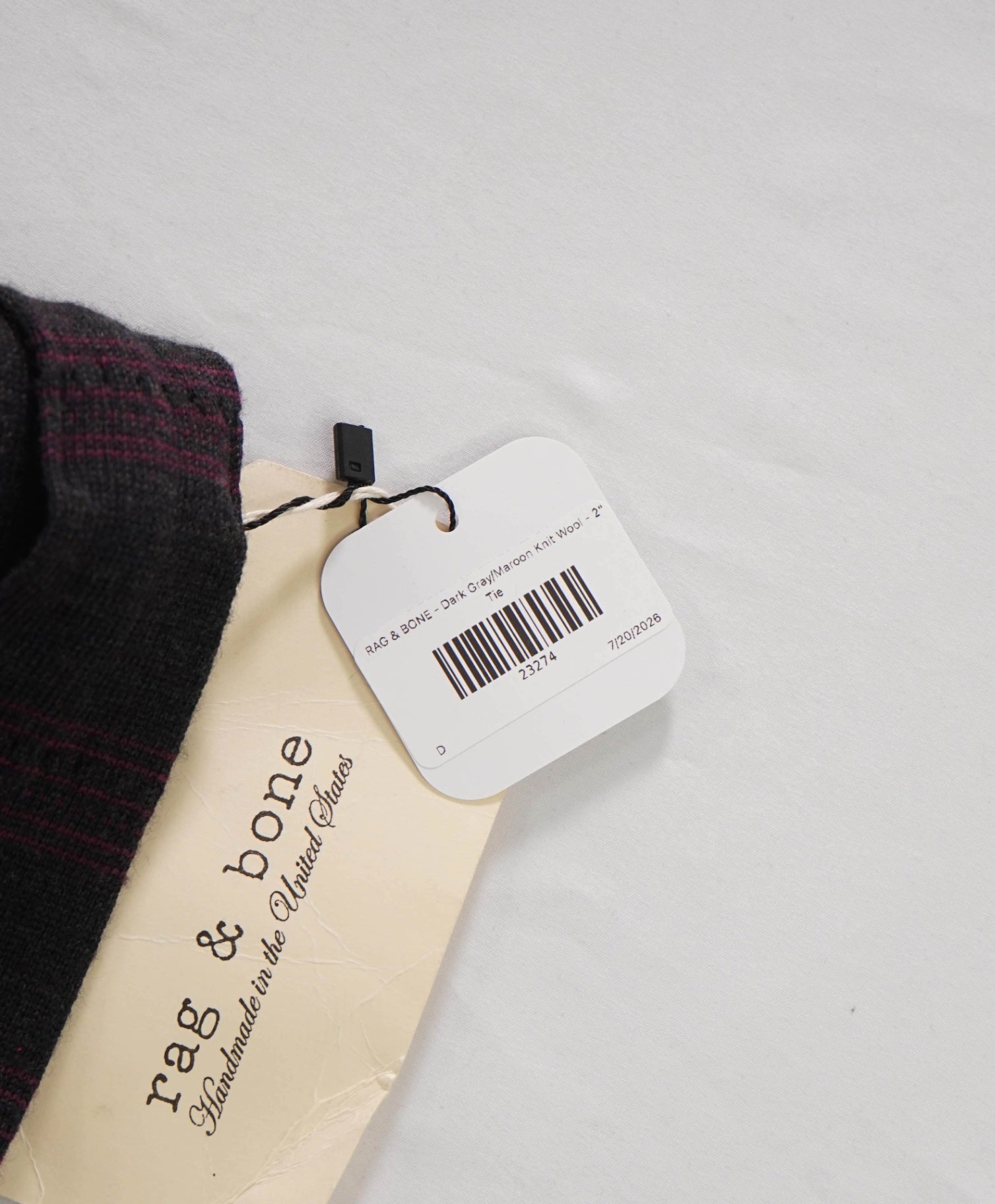 $160 RAG & BONE - Dark Gray/Maroon Knit Wool - 2" Tie