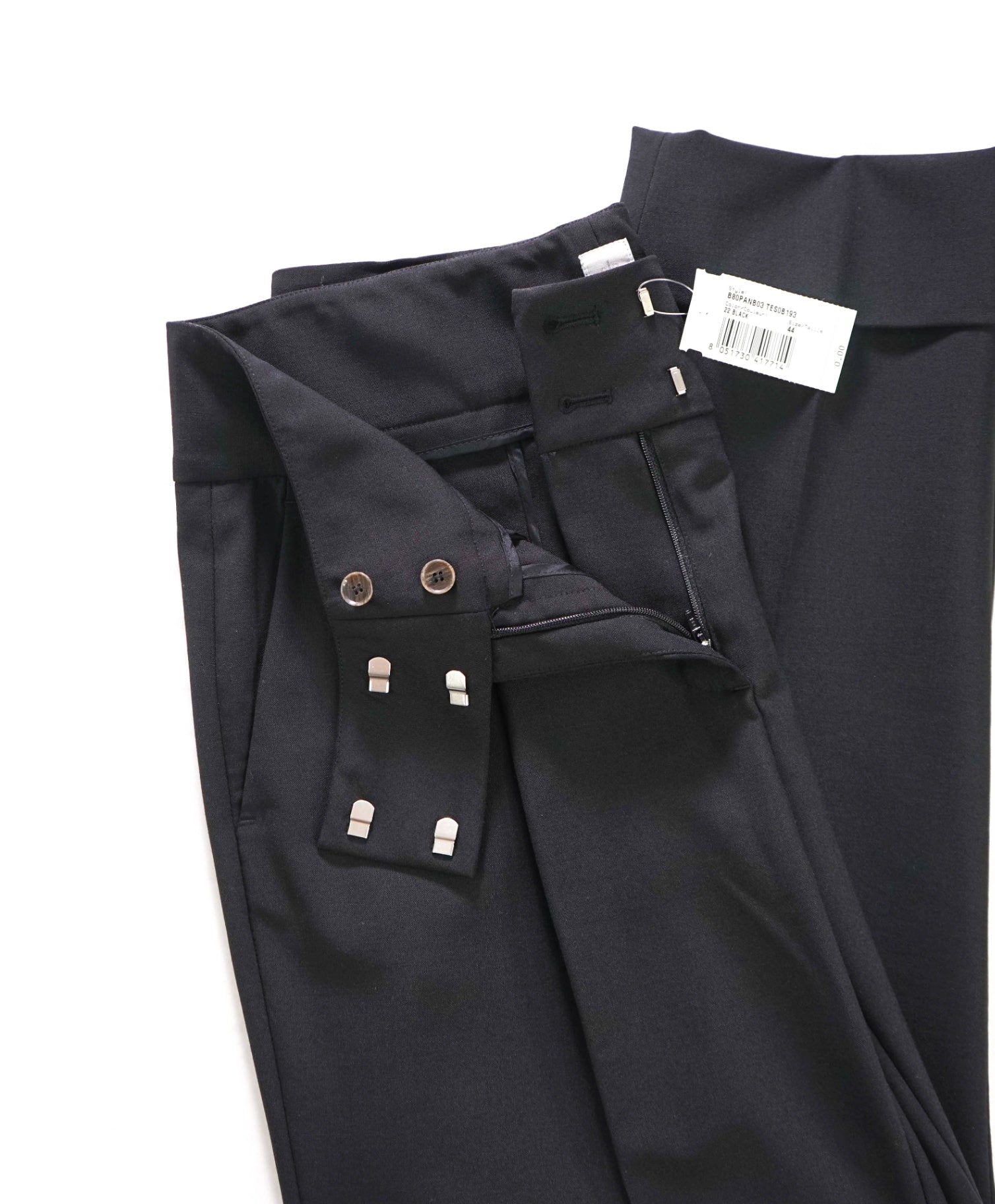 $515 ELEVENTY - Black Wool/Polyester Pants - 6 US (44 EU)