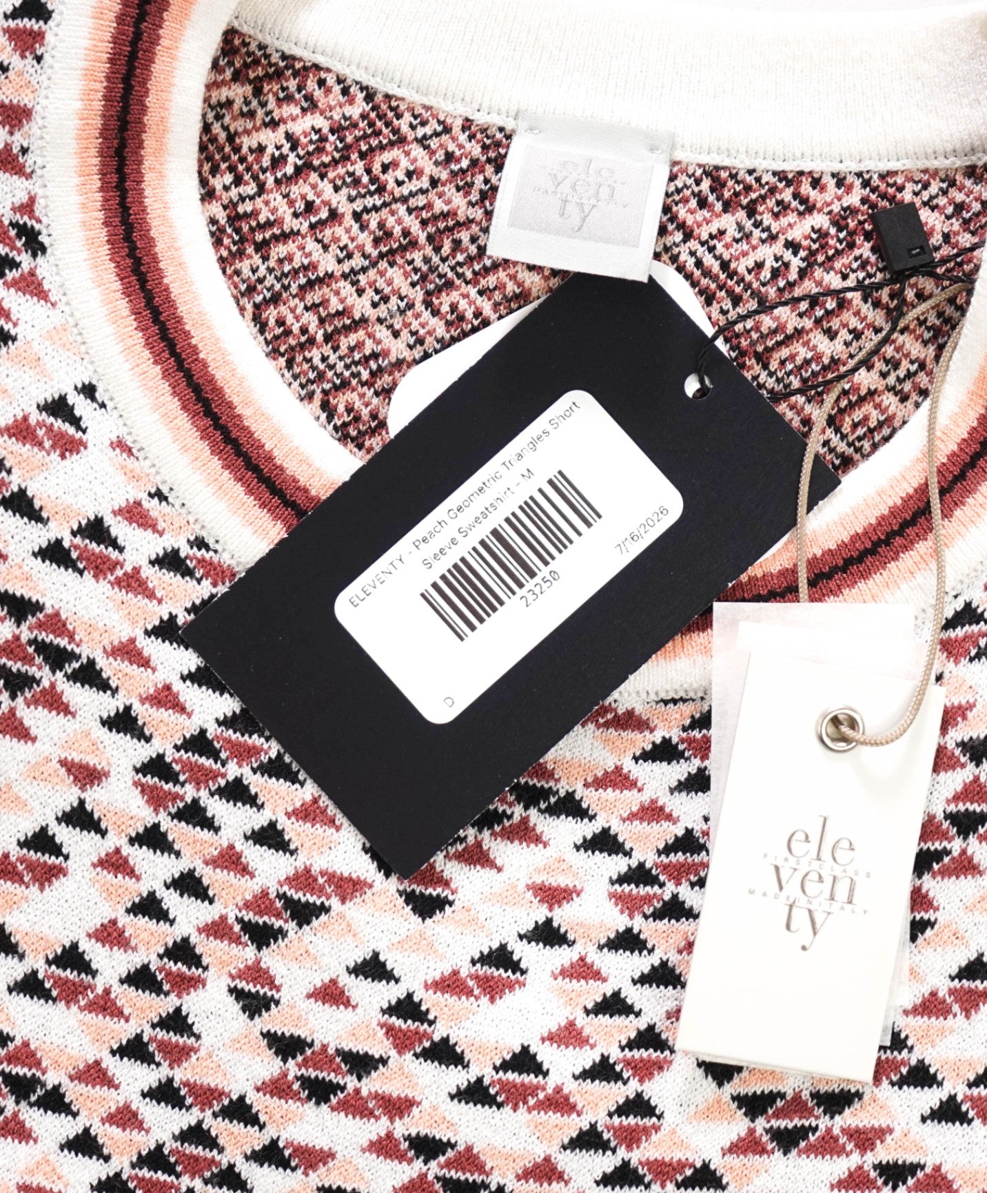 $595 ELEVENTY - Geometric Short Sleeve Sweatshirt - M