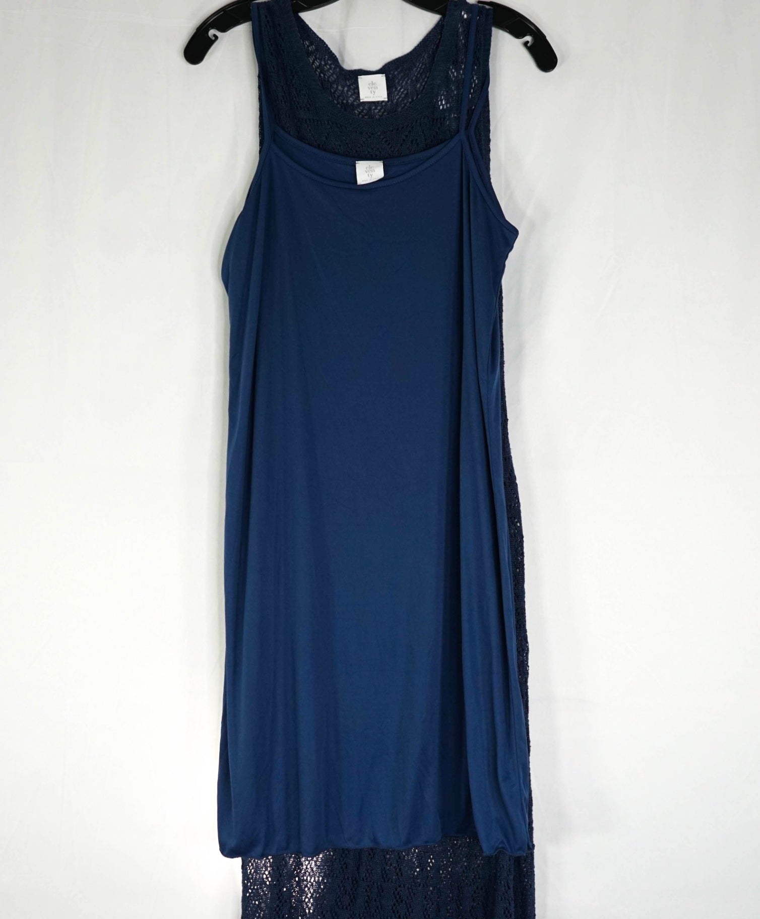 $515 ELEVENTY - Navy Blue Linen/Cotton Dress - M
