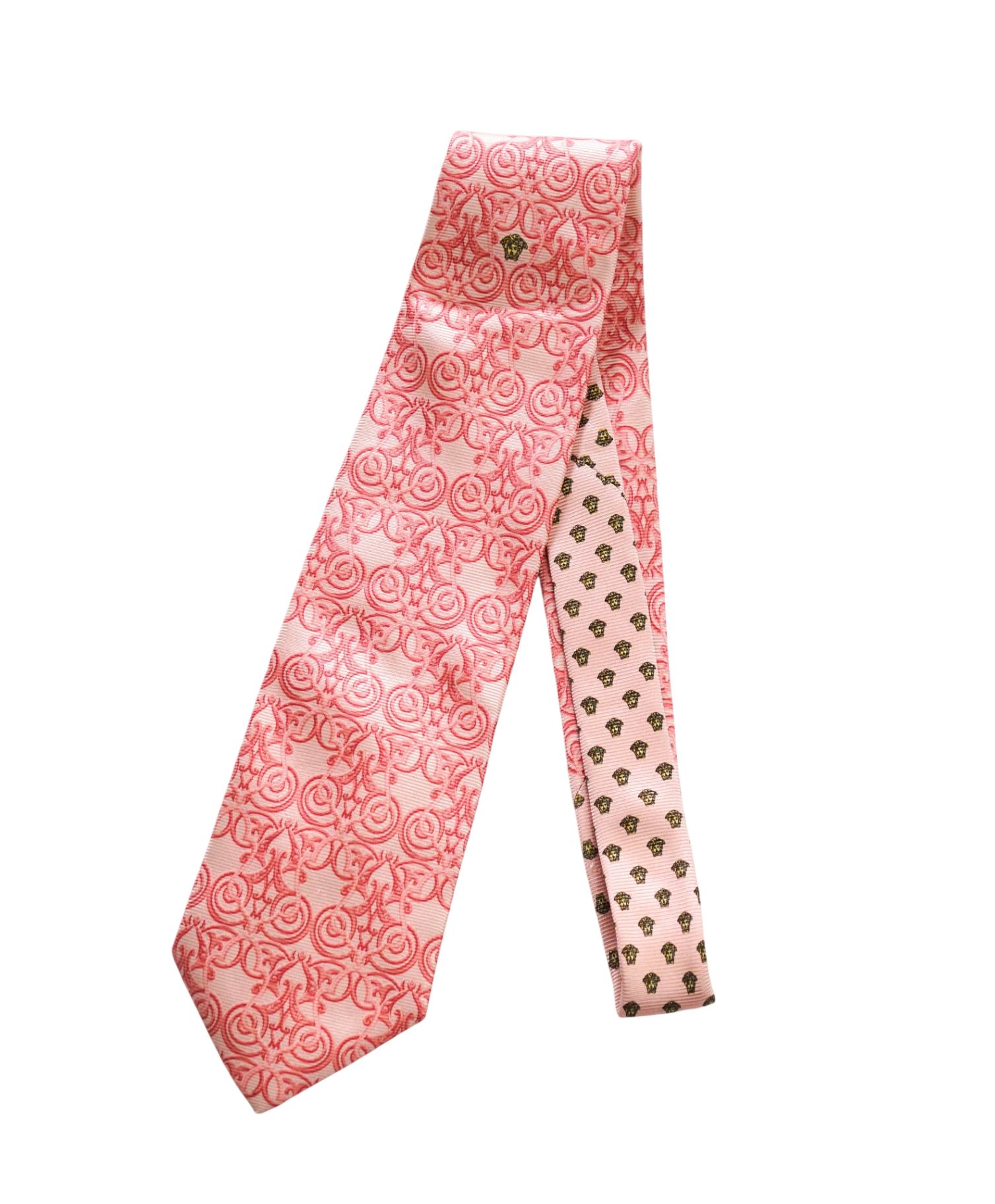 $280 VERSACE - VINTAGE Pink Arabesque Silk - 3.75" Tie