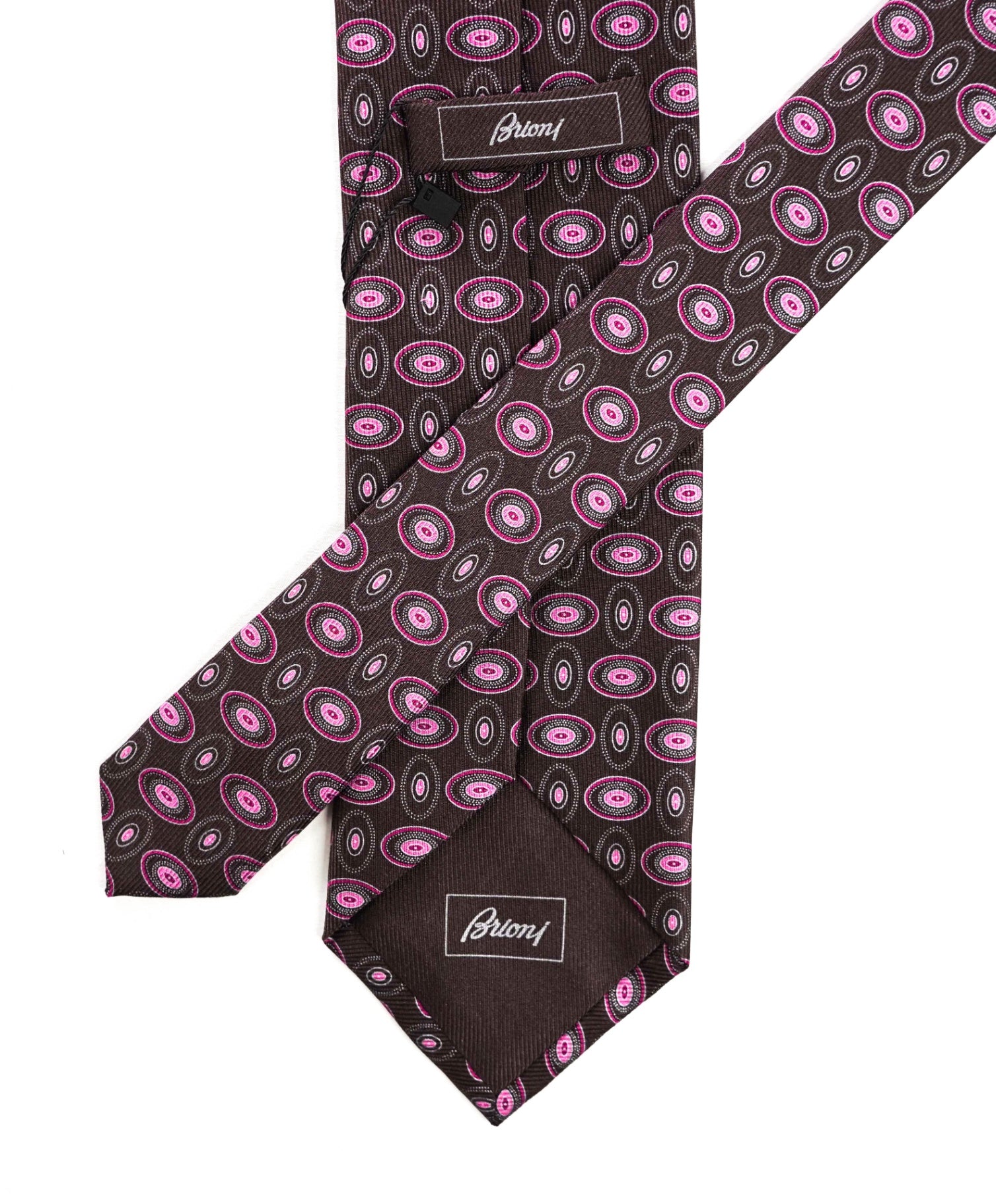 BRIONI - Brown/Pink Medallion Silk - 3.5" Tie