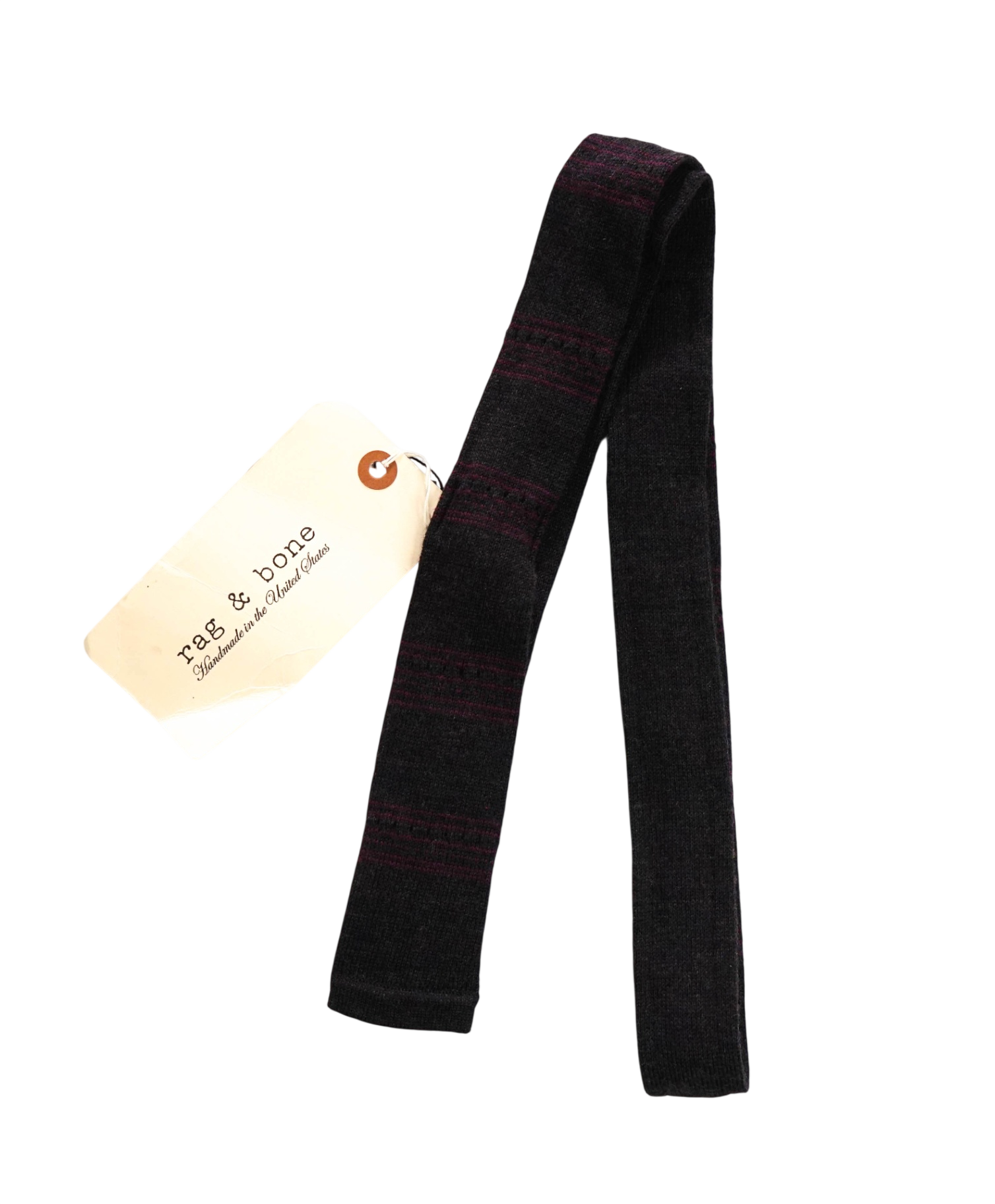 $160 RAG & BONE - Dark Gray/Maroon Knit Wool - 2" Tie