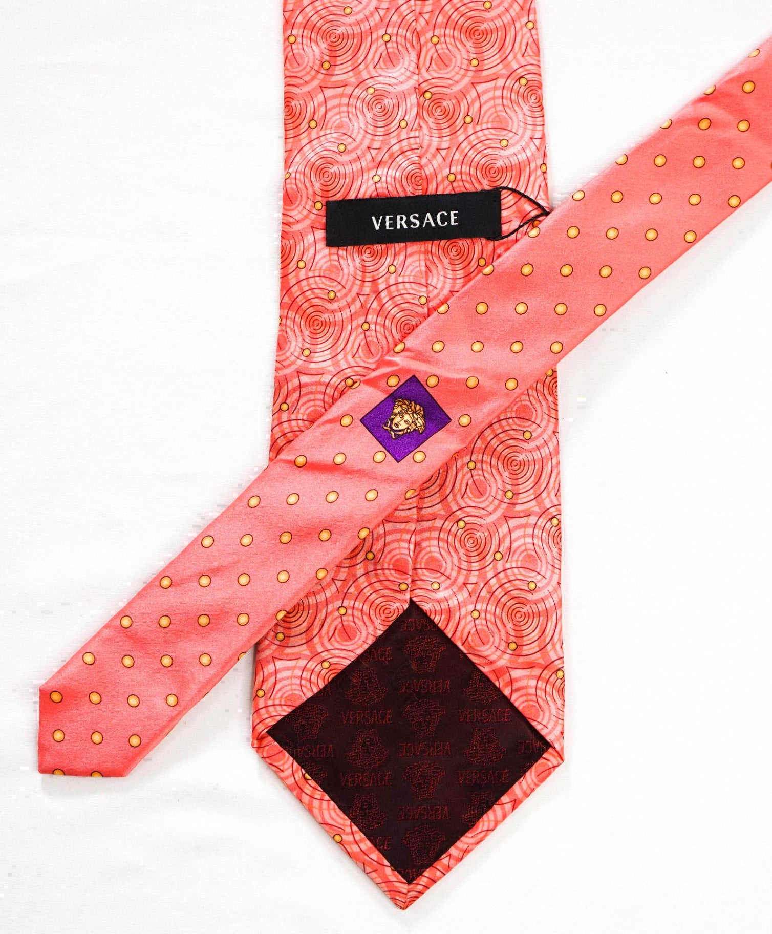 $280 VERSACE - VINTAGE Pink Ripple/Polka Dot Silk - 3.5" Tie