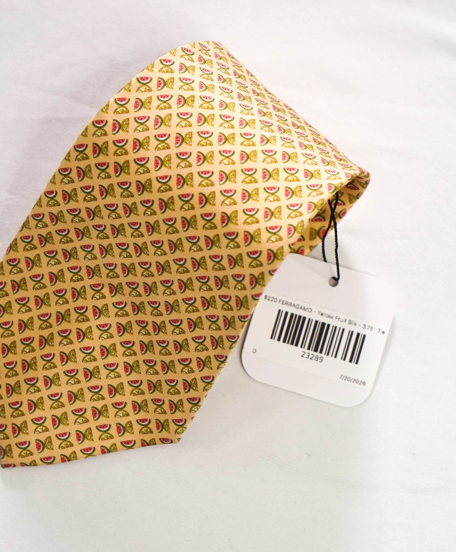 $220 FERRAGAMO - Yellow Fruit Silk - 3.75" Tie