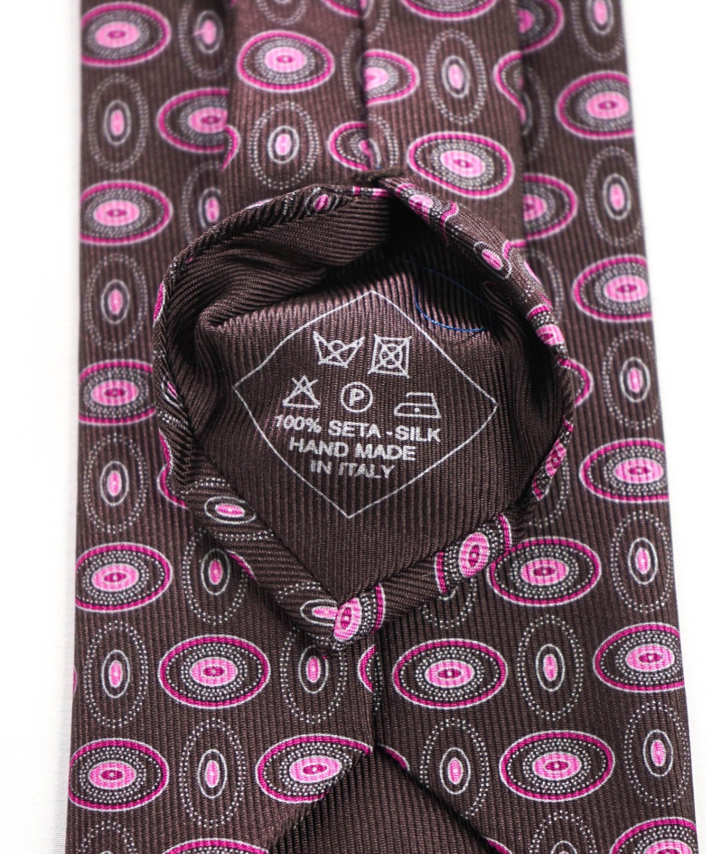 BRIONI - Brown/Pink Medallion Silk - 3.5" Tie