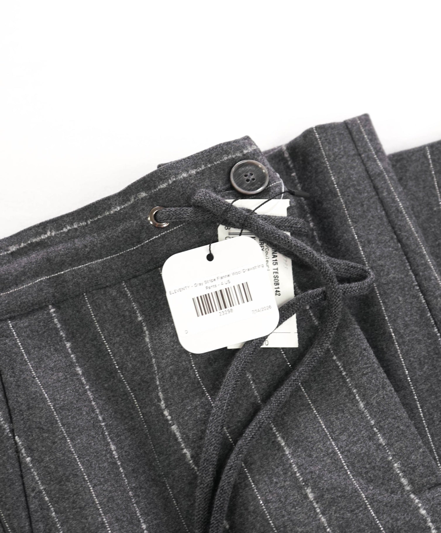 $1,895 ELEVENTY - Gray Flannel Drawstring Pants - 4US (42EU)
