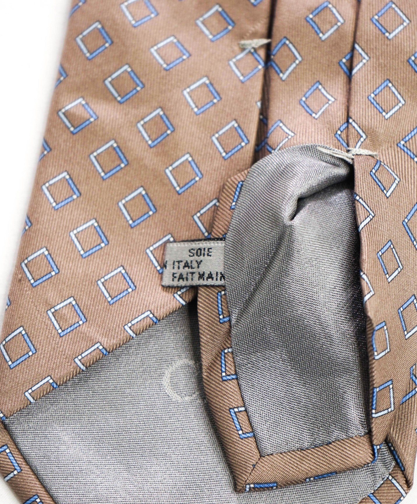 CHRISTIAN DIOR - VINTAGE Brown/Blue Geometric Silk - 3.75" Tie