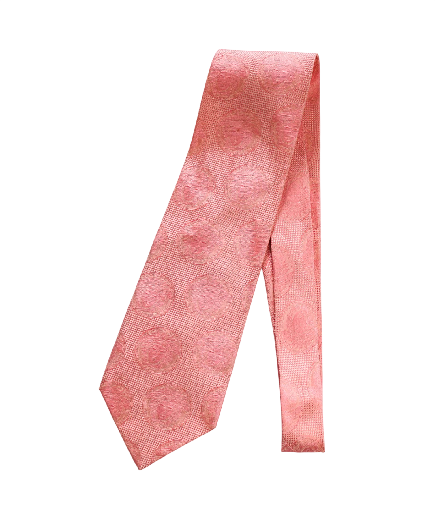 $280 GIANNI VERSACE - VINTAGE Pink LOGO Medallion Silk - 4" Tie