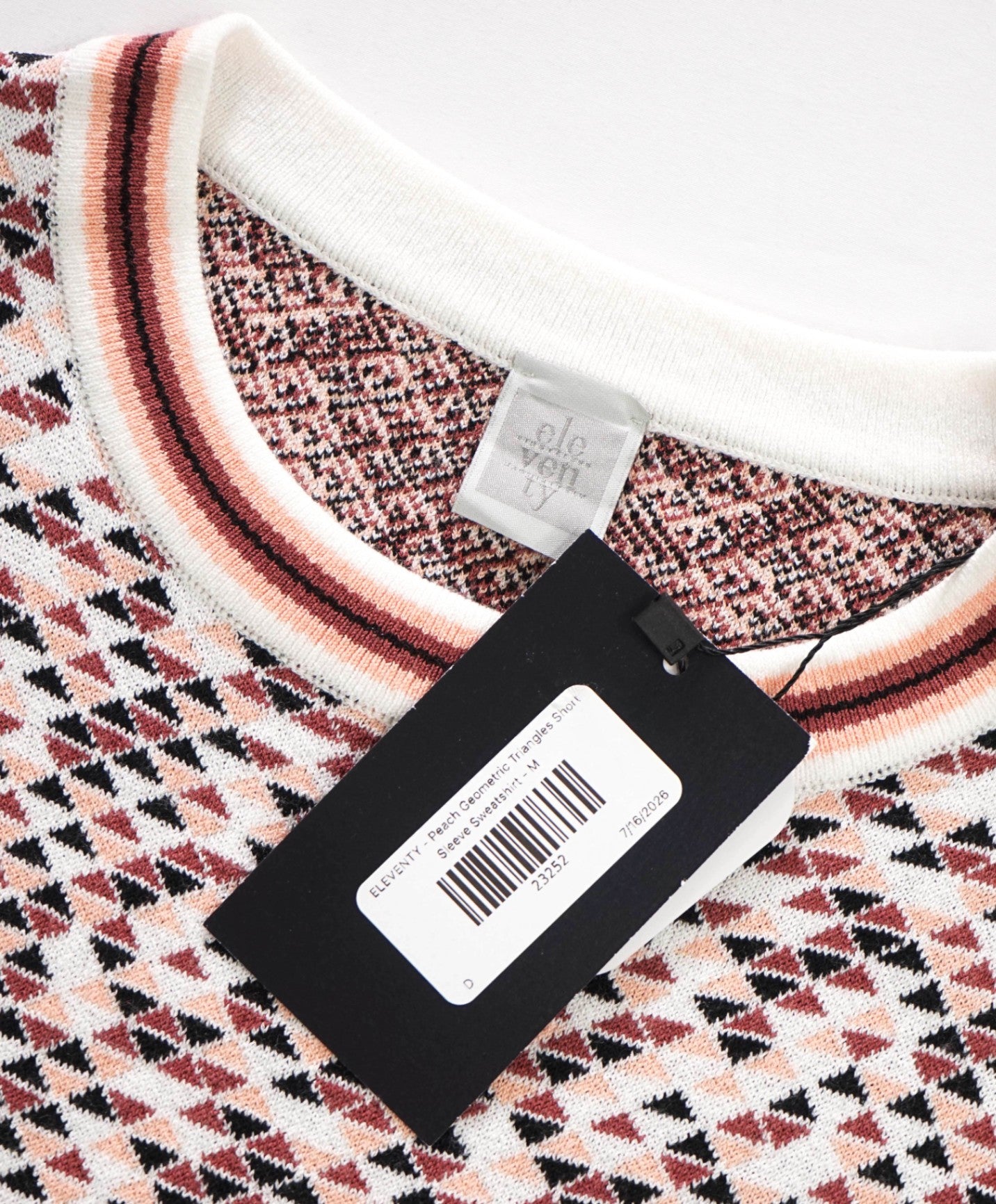 $595 ELEVENTY - Geometric Short Sleeve Sweatshirt - M