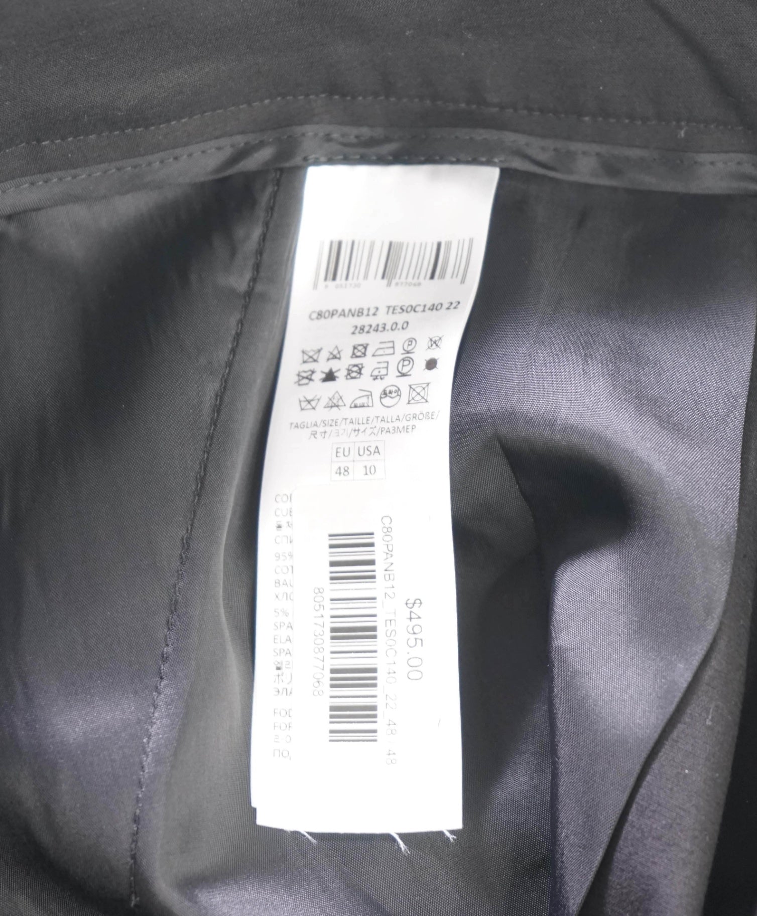 $495 ELEVENTY - Black Cotton Chinos - 10 US (48EU)