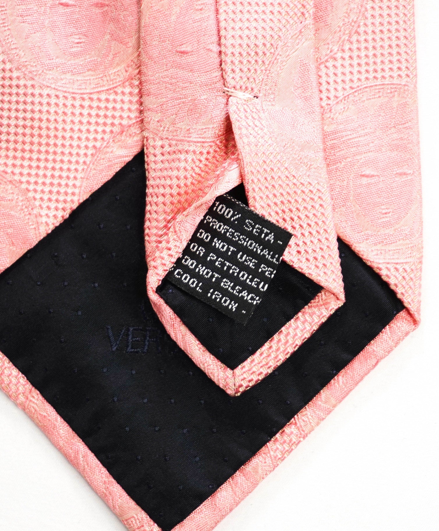 $280 GIANNI VERSACE - VINTAGE Pink LOGO Medallion Silk - 4" Tie