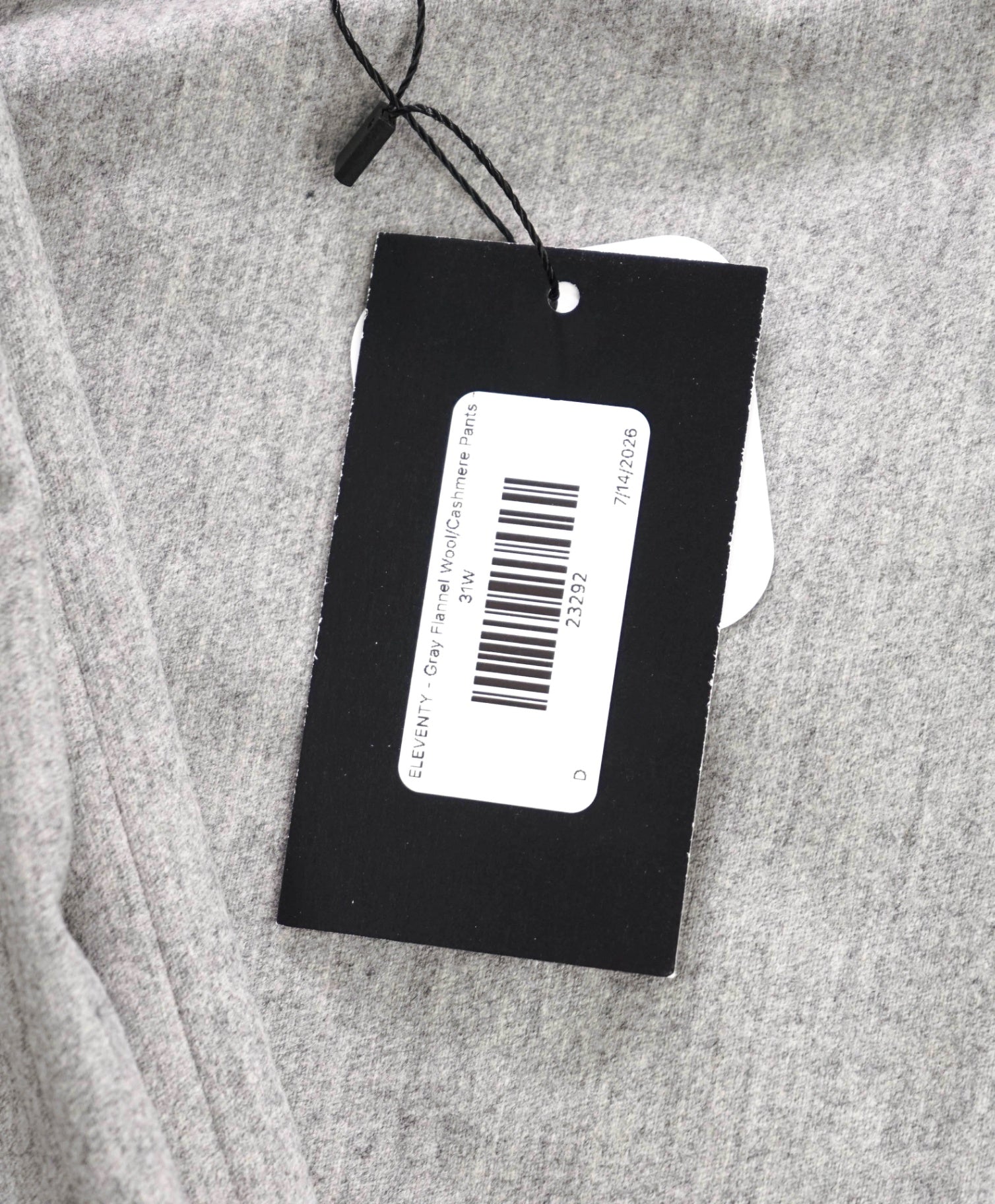 $545 ELEVENTY - Gray Flannel Wool/Cashmere Pants - 2US (40EU)