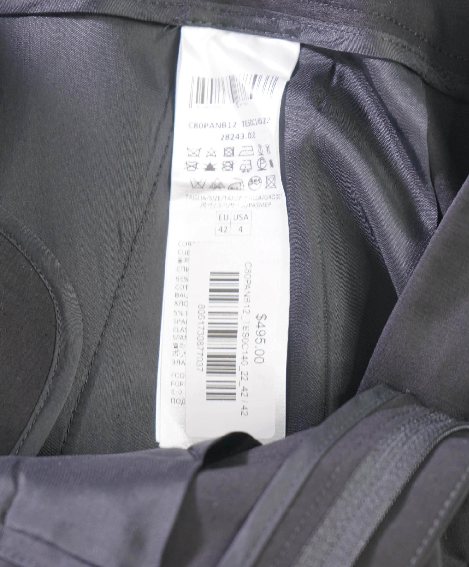 $495 ELEVENTY - Black Cotton Chinos - 4 US (42EU)