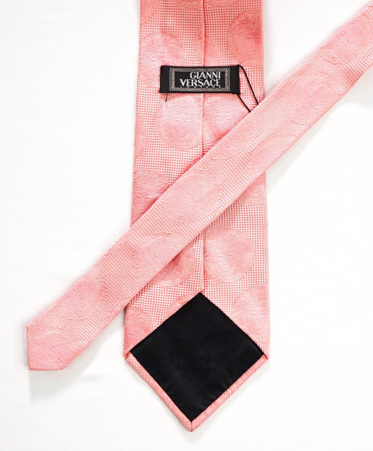 $280 GIANNI VERSACE - VINTAGE Pink LOGO Medallion Silk - 4" Tie
